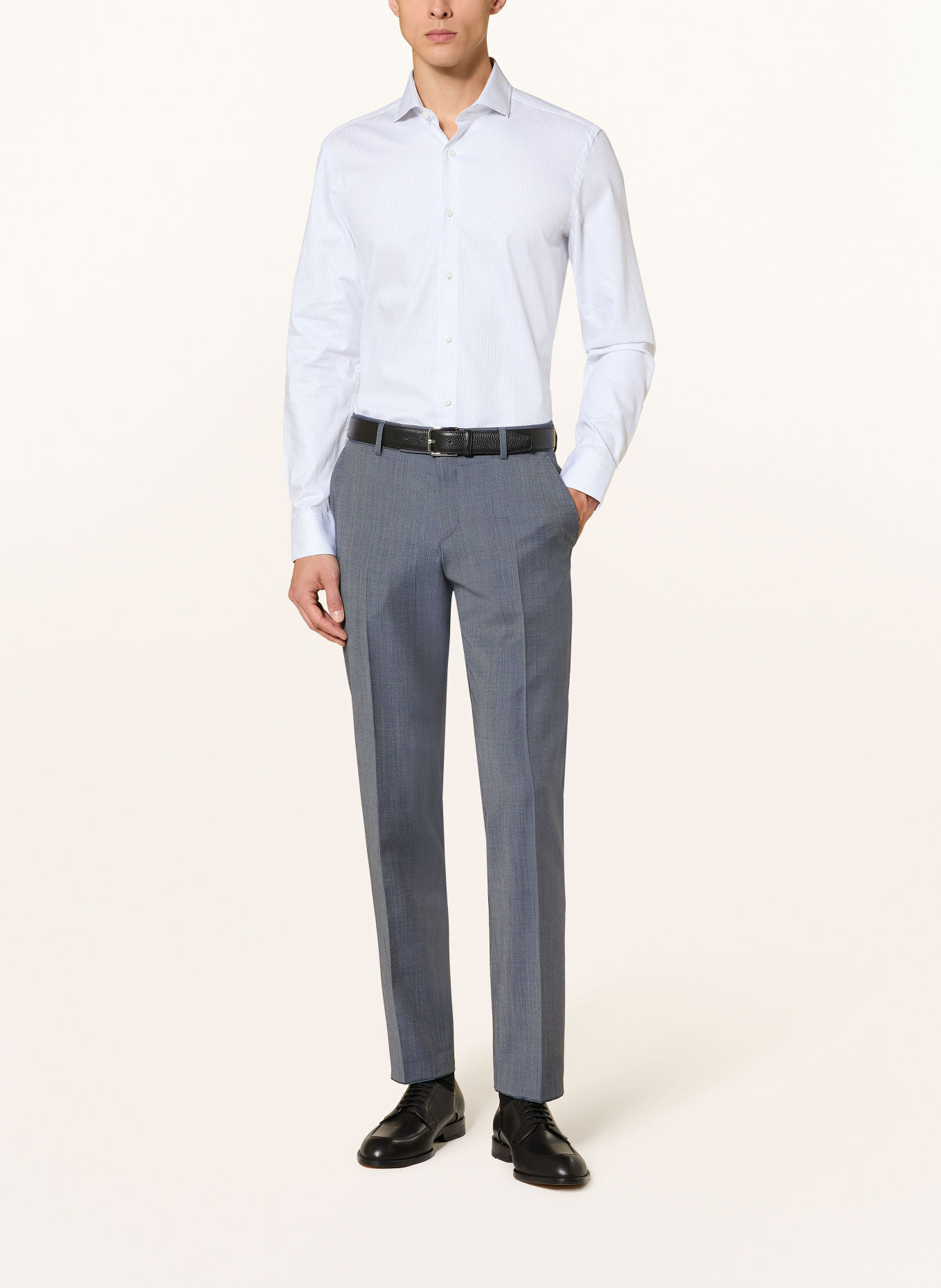 BOSS Skjorte HANK Slim Fit: HVID / BLÅ