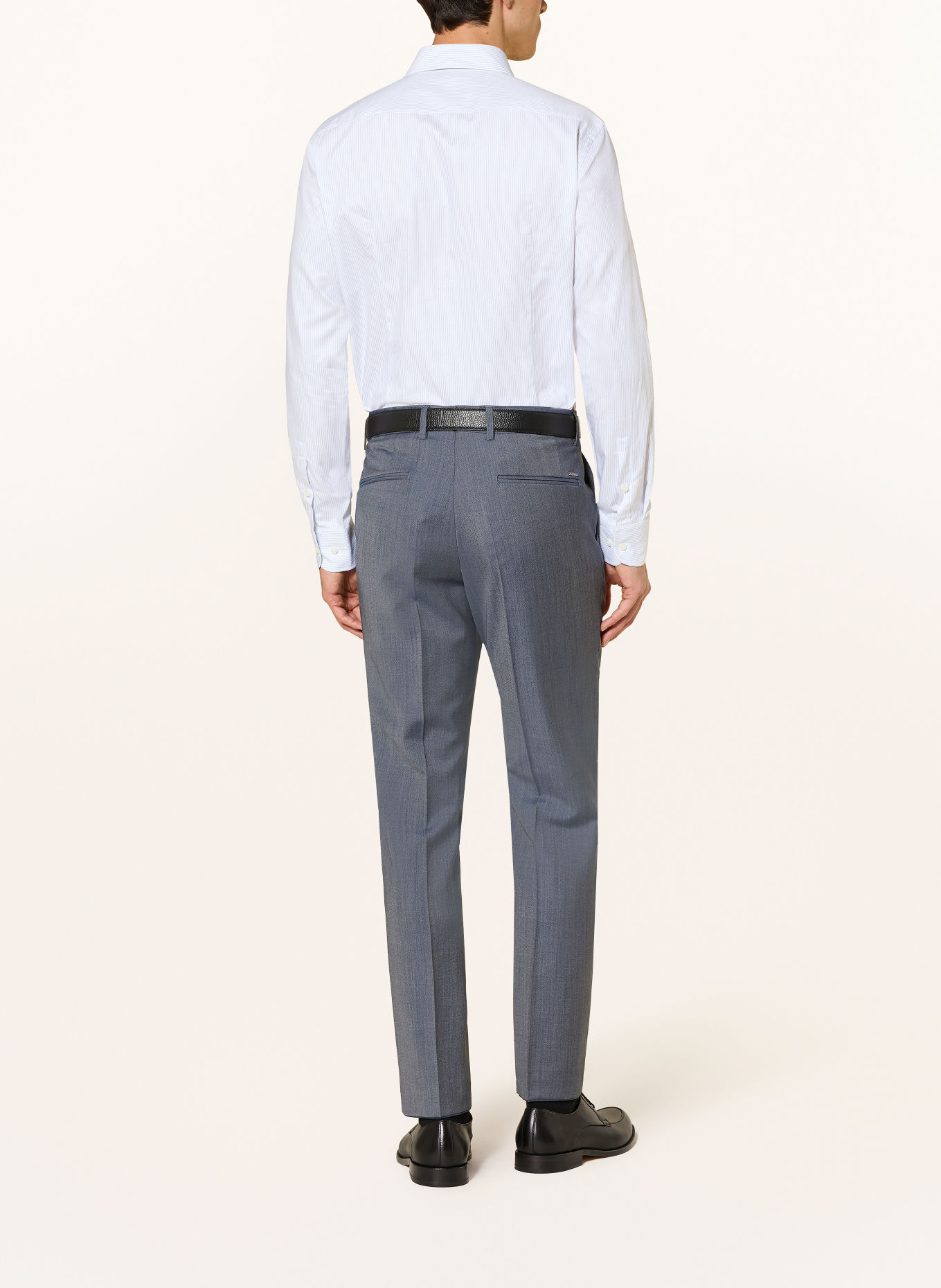 BOSS Skjorte HANK Slim Fit: HVID / BLÅ