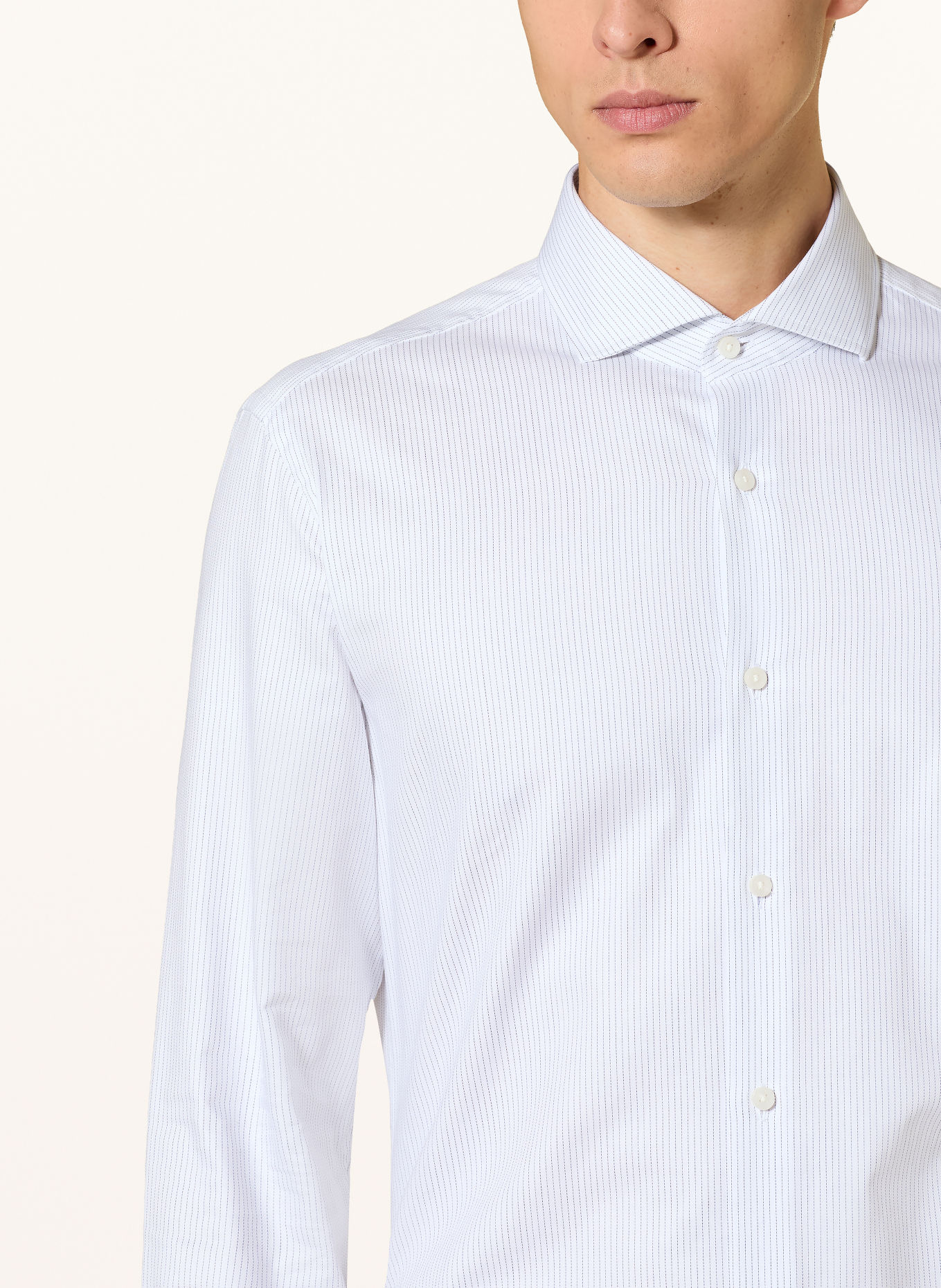 BOSS Skjorte HANK Slim Fit: HVID / BLÅ
