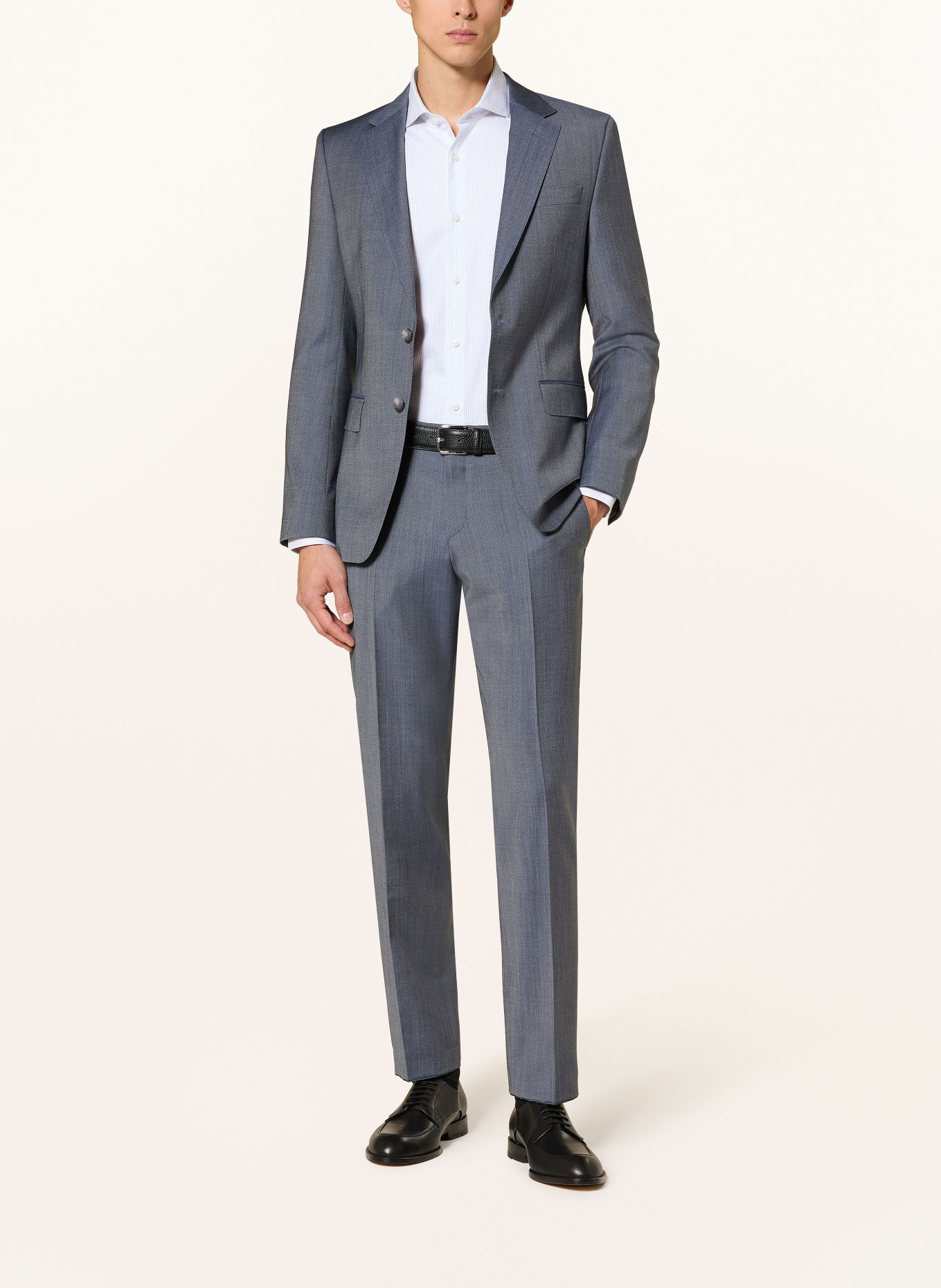 BOSS Skjorte HANK Slim Fit: HVID / BLÅ