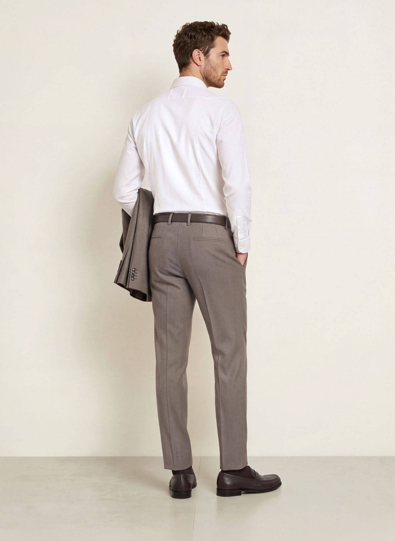 BOSS Košile HANK Slim Fit: KRÉMOVÁ / BÉŽOVÁ