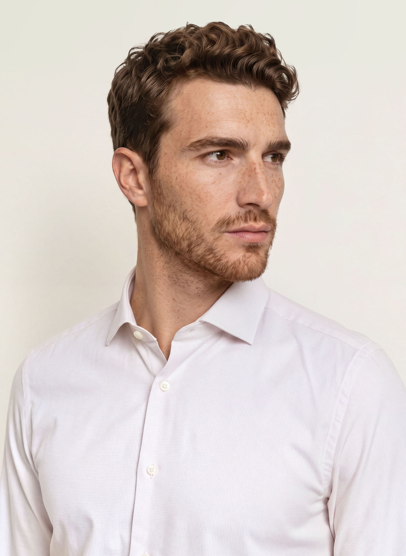 BOSS Košile HANK Slim Fit: KRÉMOVÁ / BÉŽOVÁ