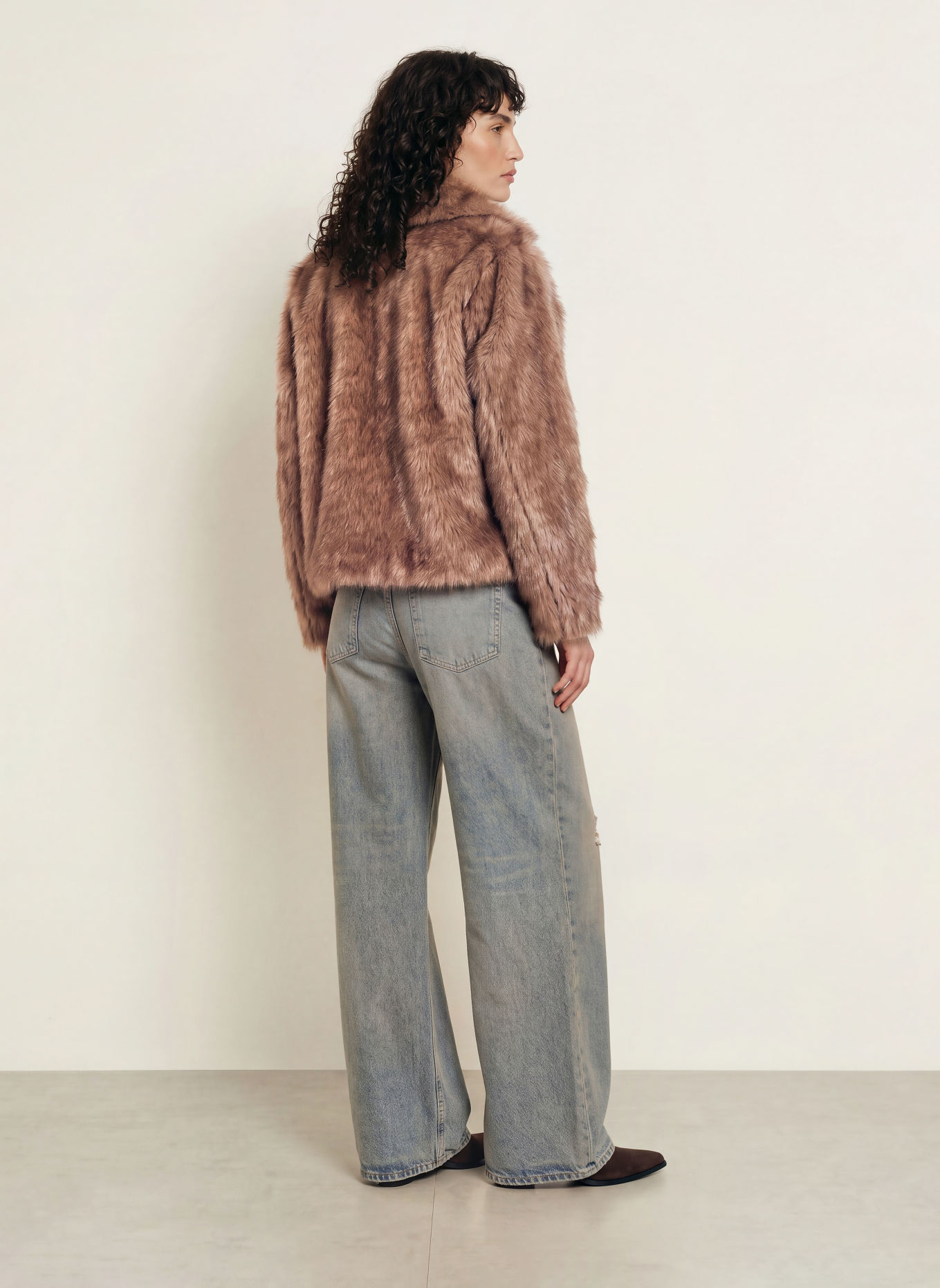 MRS & HUGS Veste en fausse fourrure: MARRON