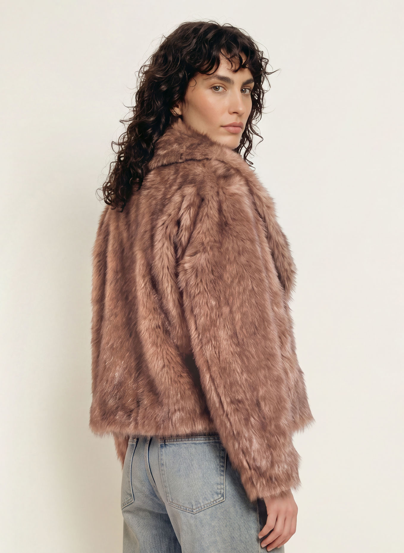 MRS & HUGS Veste en fausse fourrure: MARRON