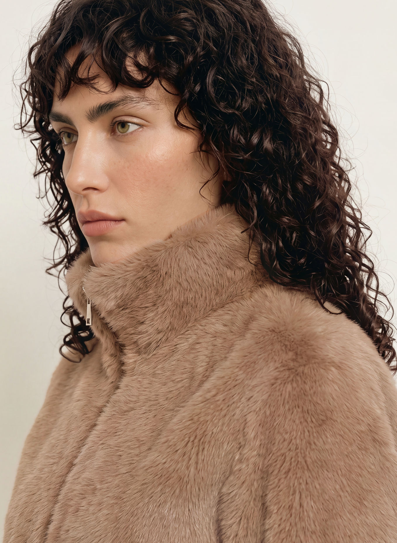 MRS & HUGS Faux Fur Jacket: TAUPE