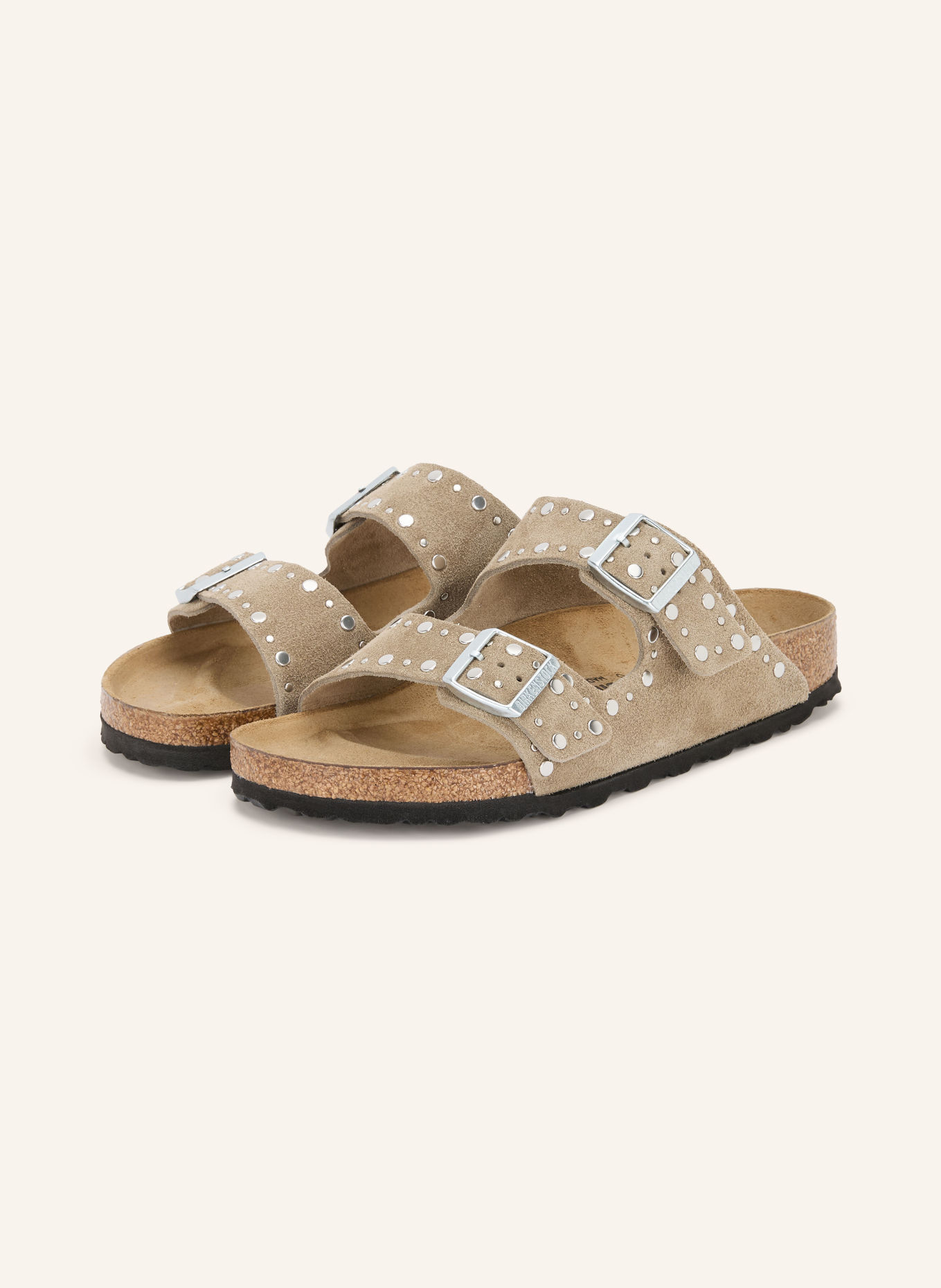 BIRKENSTOCK Slippers ARIZONA RIVET LEVE: BEIGE / ZILVER