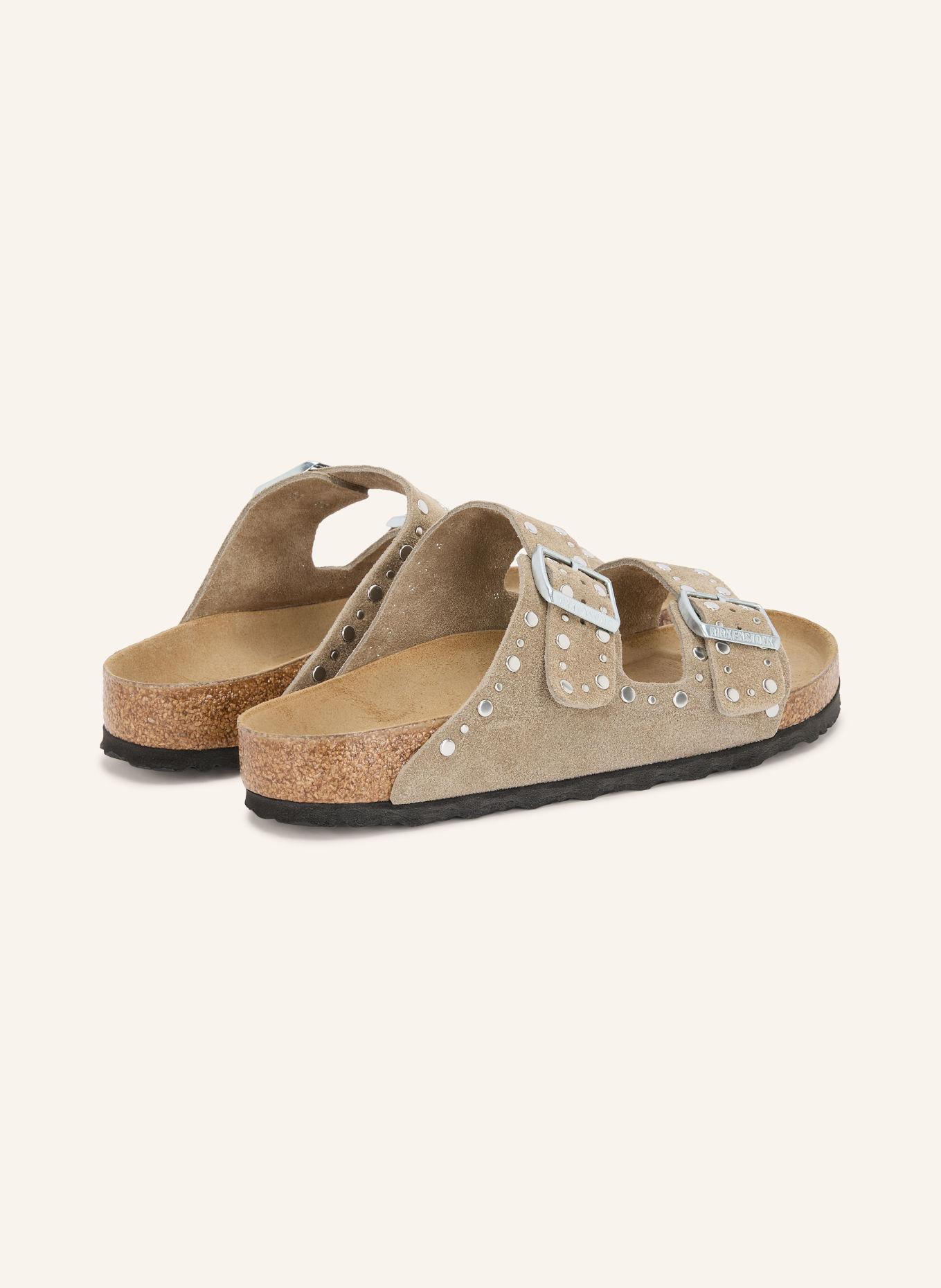 BIRKENSTOCK Slippers ARIZONA RIVET LEVE: BEIGE / ZILVER