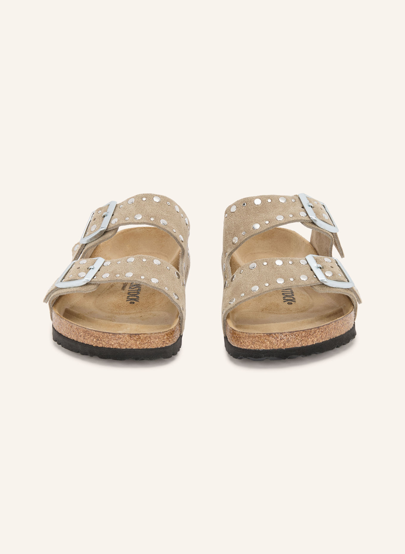BIRKENSTOCK Slippers ARIZONA RIVET LEVE: BEIGE / ZILVER