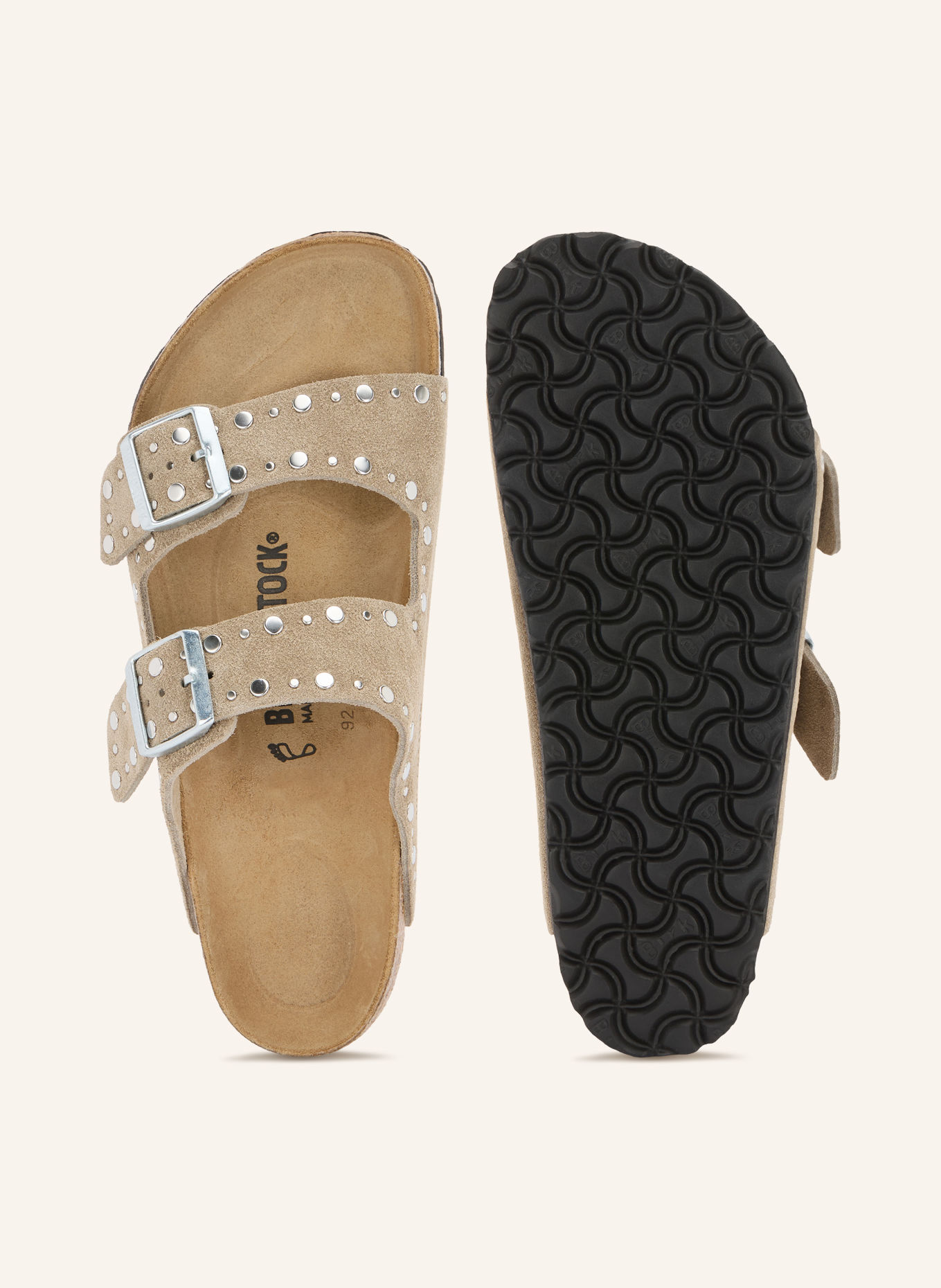 BIRKENSTOCK Slippers ARIZONA RIVET LEVE: BEIGE / ZILVER