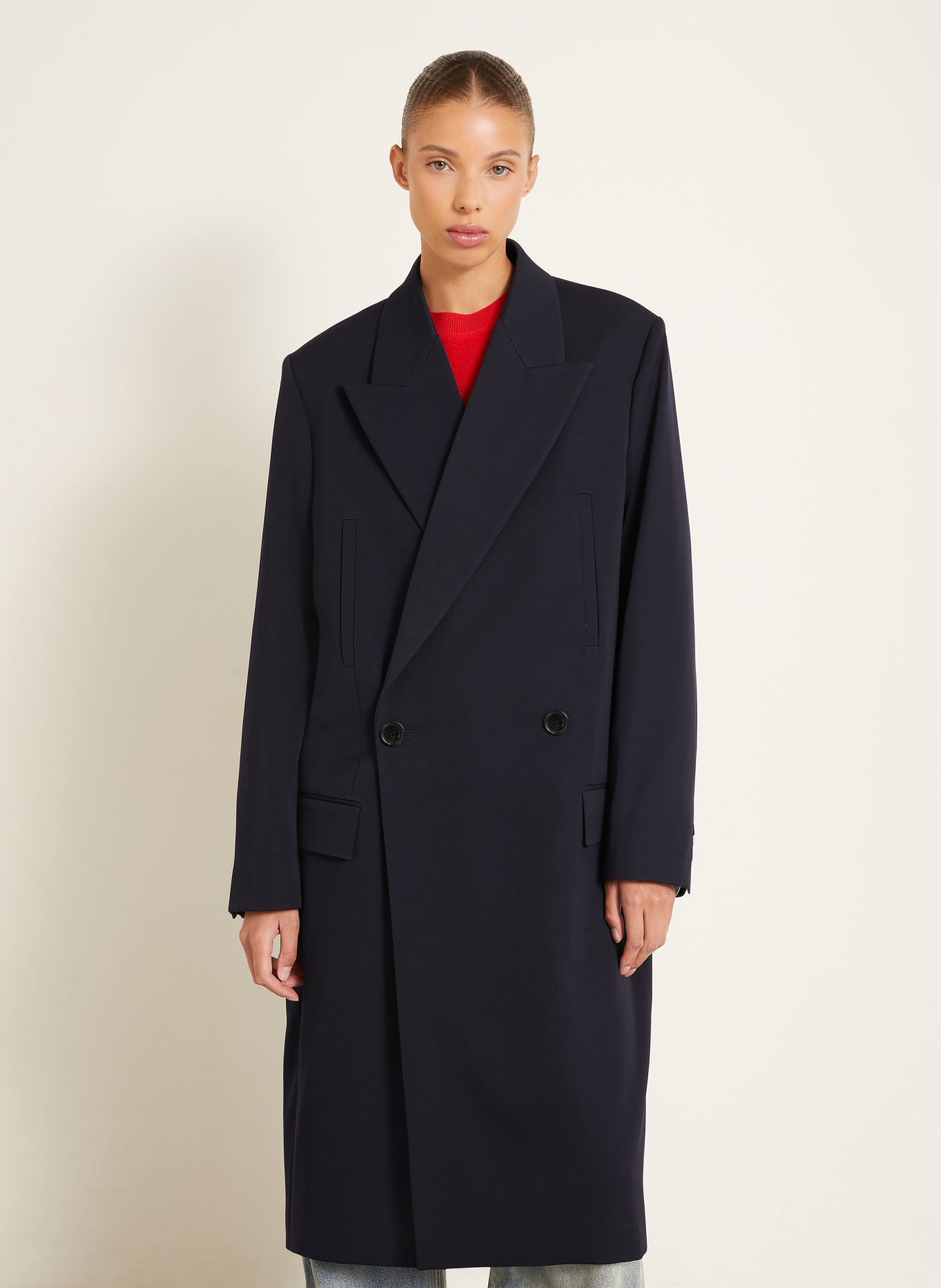 LOEWE Wollmantel: DUNKELBLAU