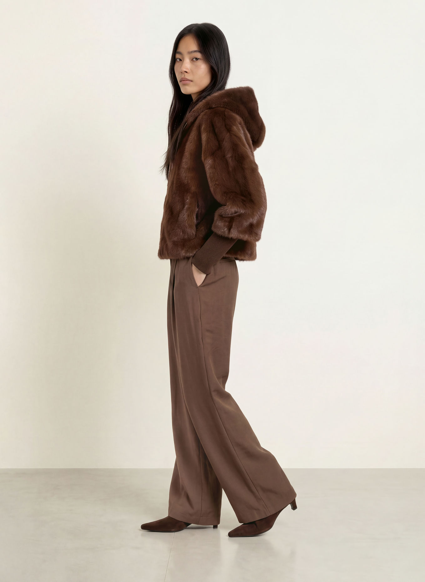MORE & MORE Jas van imitatiebont: MARRON FONCÉ