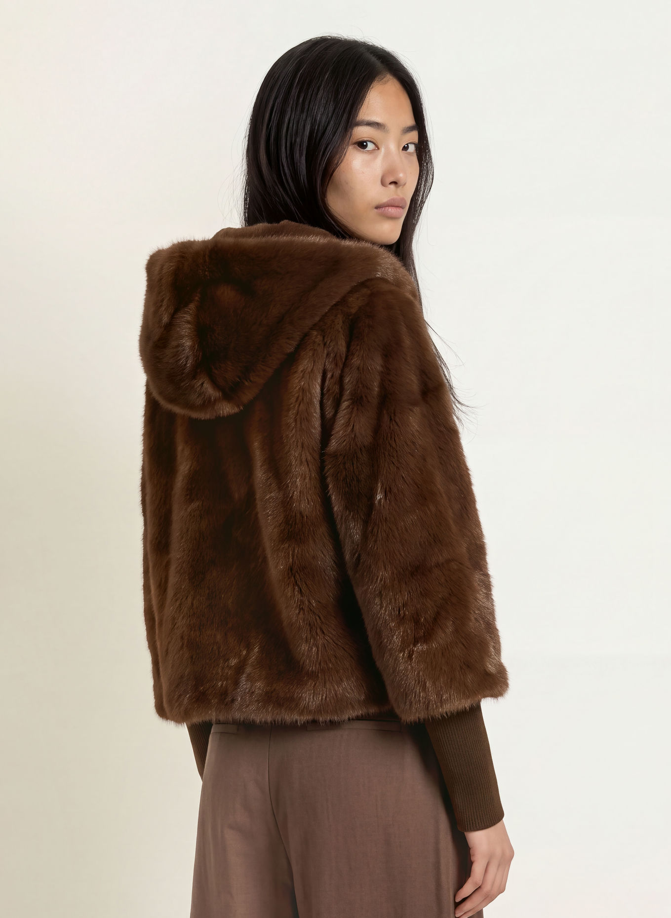 MORE & MORE Jas van imitatiebont: MARRON FONCÉ