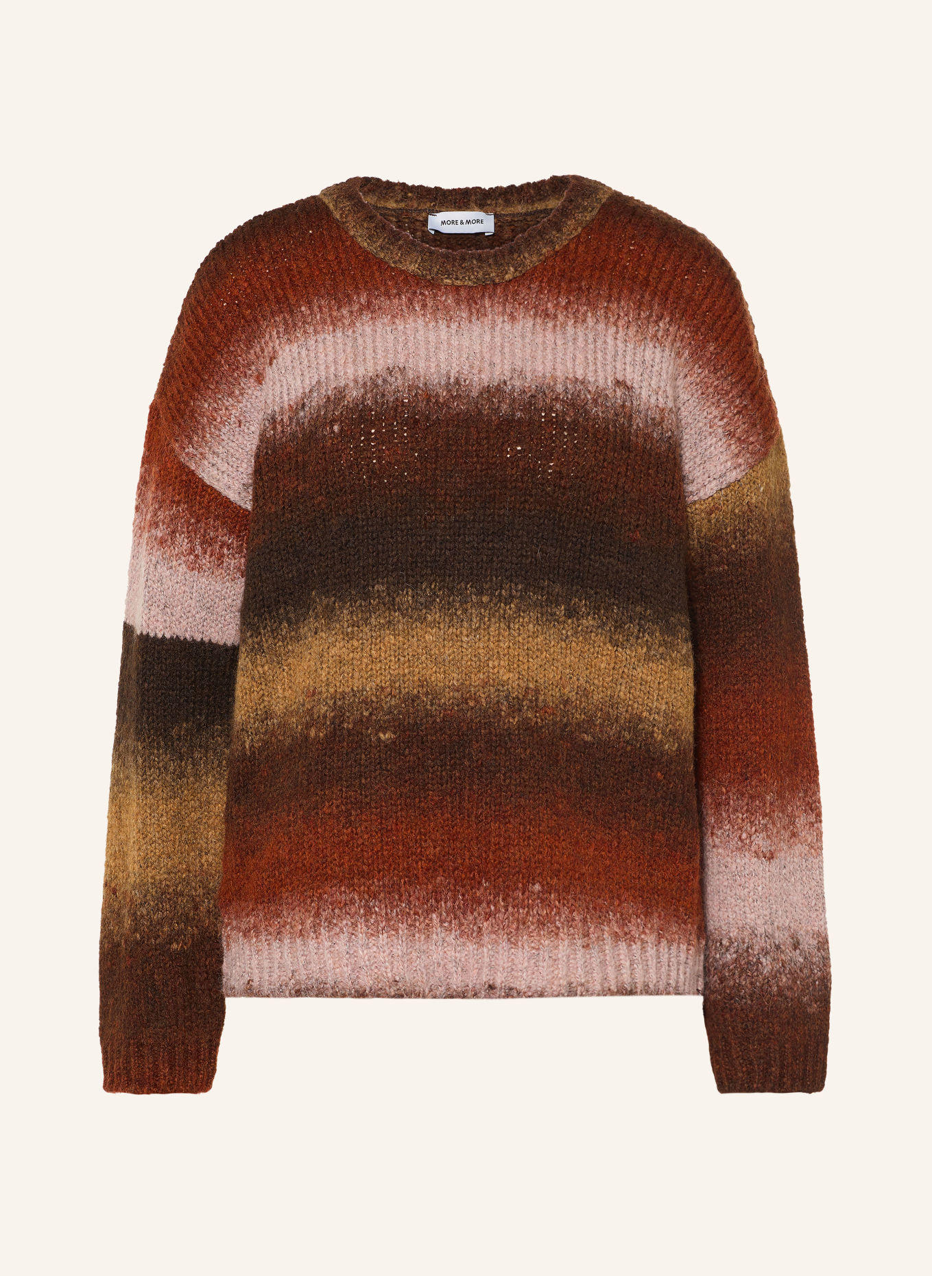 MORE & MORE Trui: MARRON FONCÉ / CAMEL / DONKERORANJE
