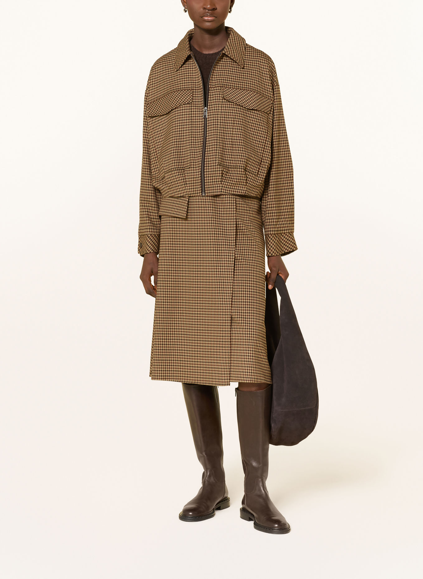 MORE & MORE Bomber jacket: BROWN / CAMEL / DARK BROWN