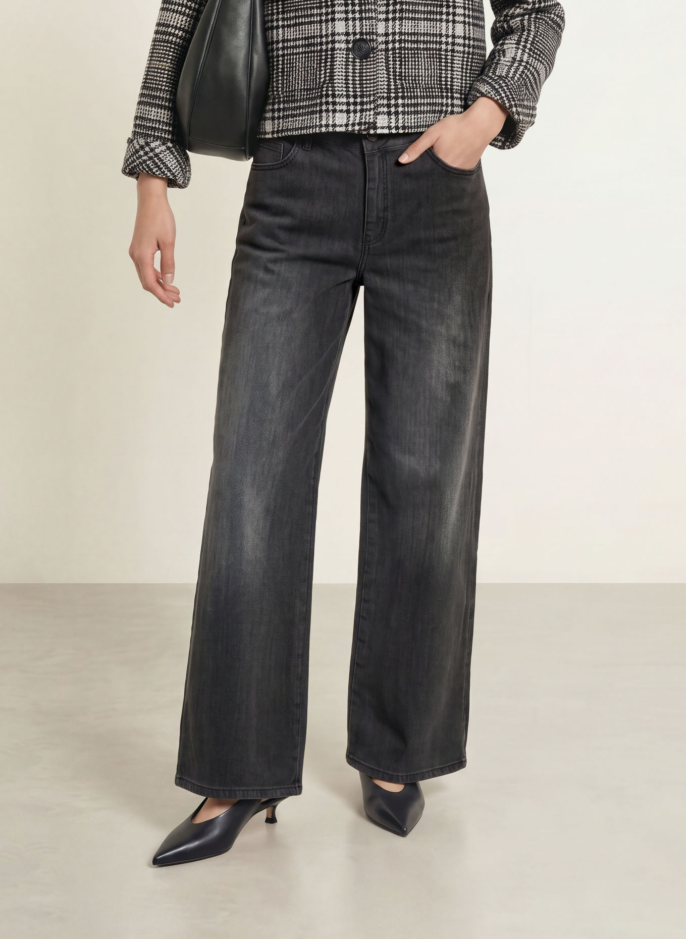 MORE & MORE Jean wide leg: 0968 dark grey denim
