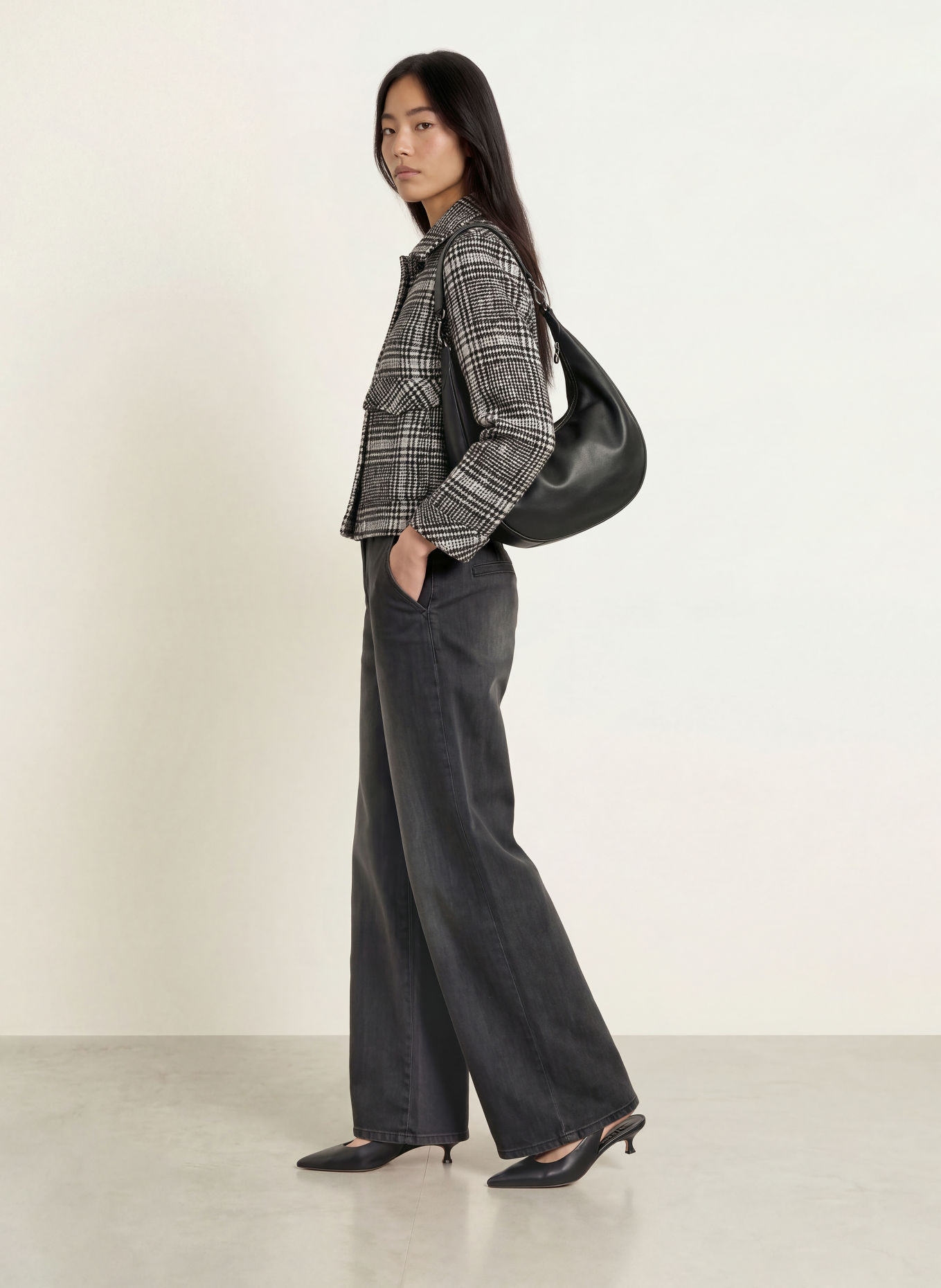 MORE & MORE Jean wide leg: 0968 dark grey denim