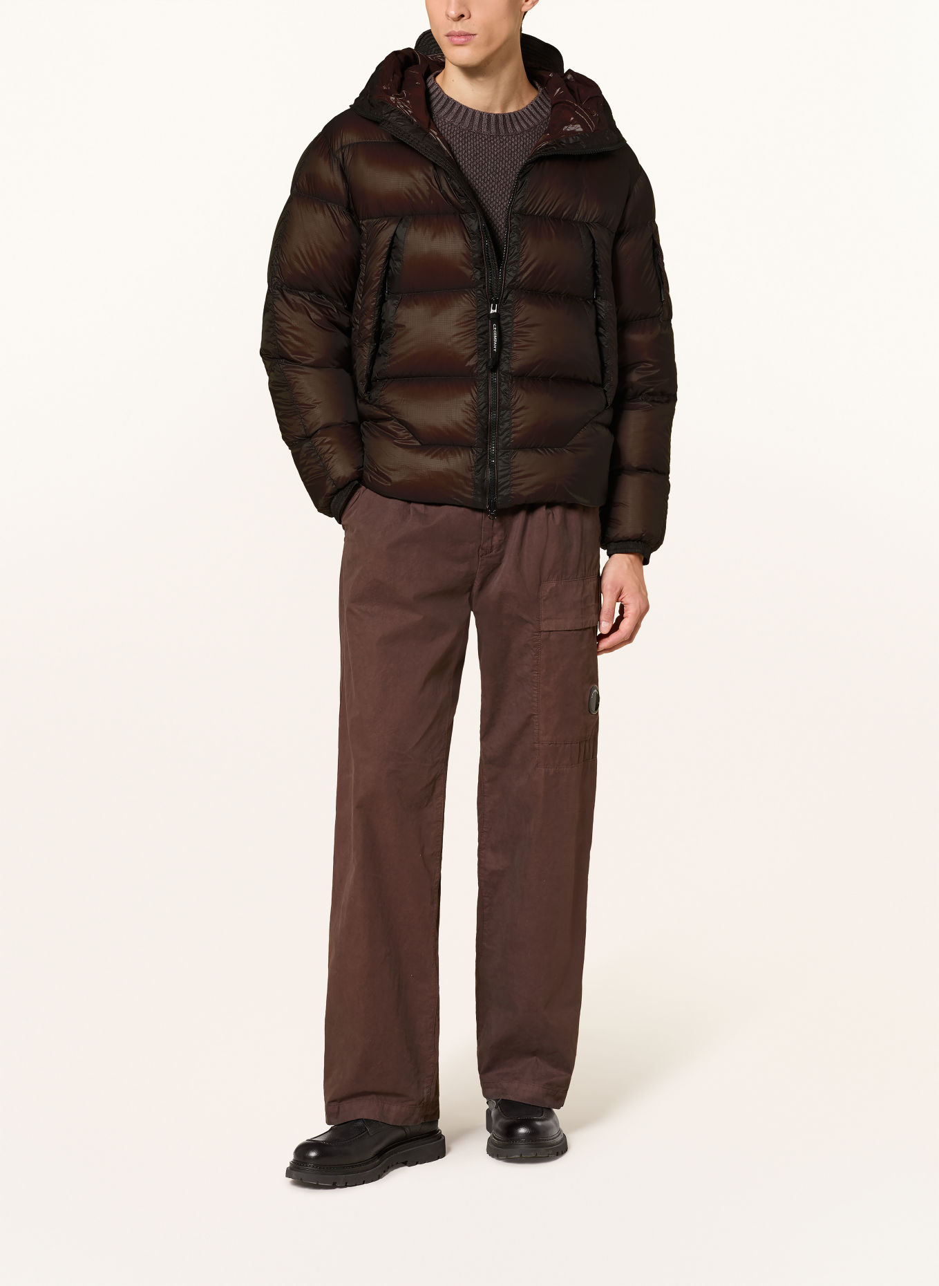 C.P. COMPANY Down jacket: DARK BROWN