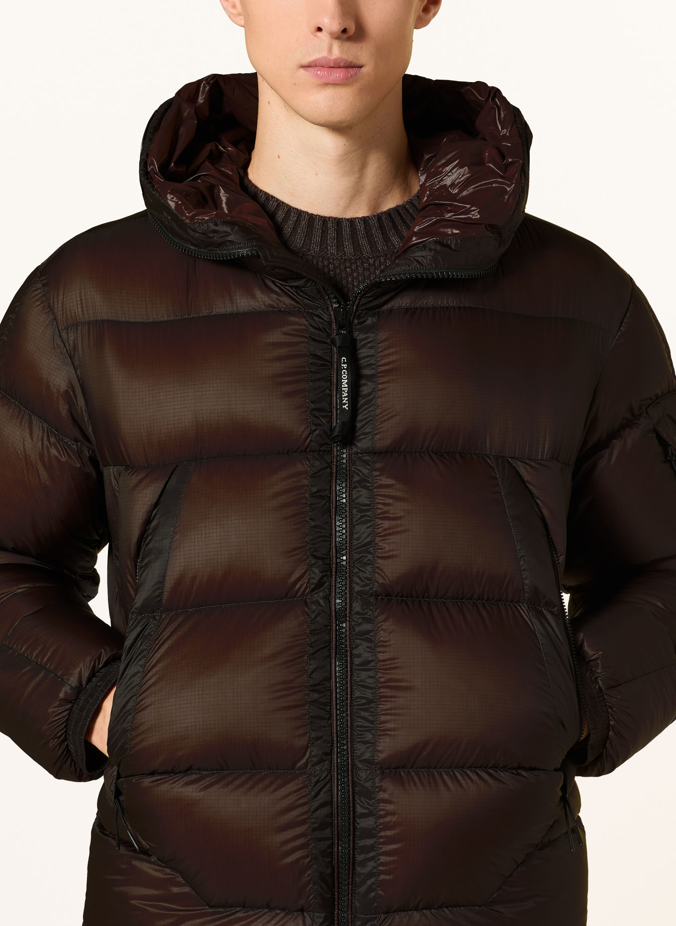 C.P. COMPANY Down jacket: DARK BROWN