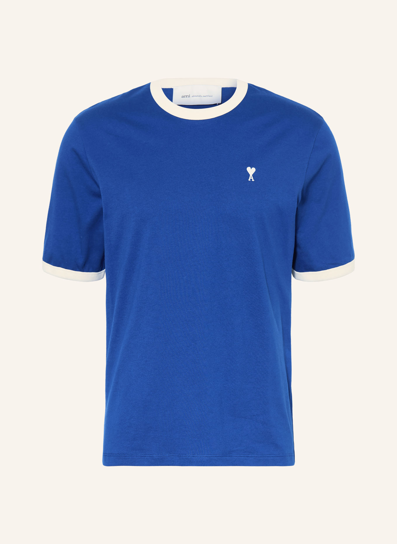 AMI PARIS T-shirt: NIEBIESKI / KREMOWY