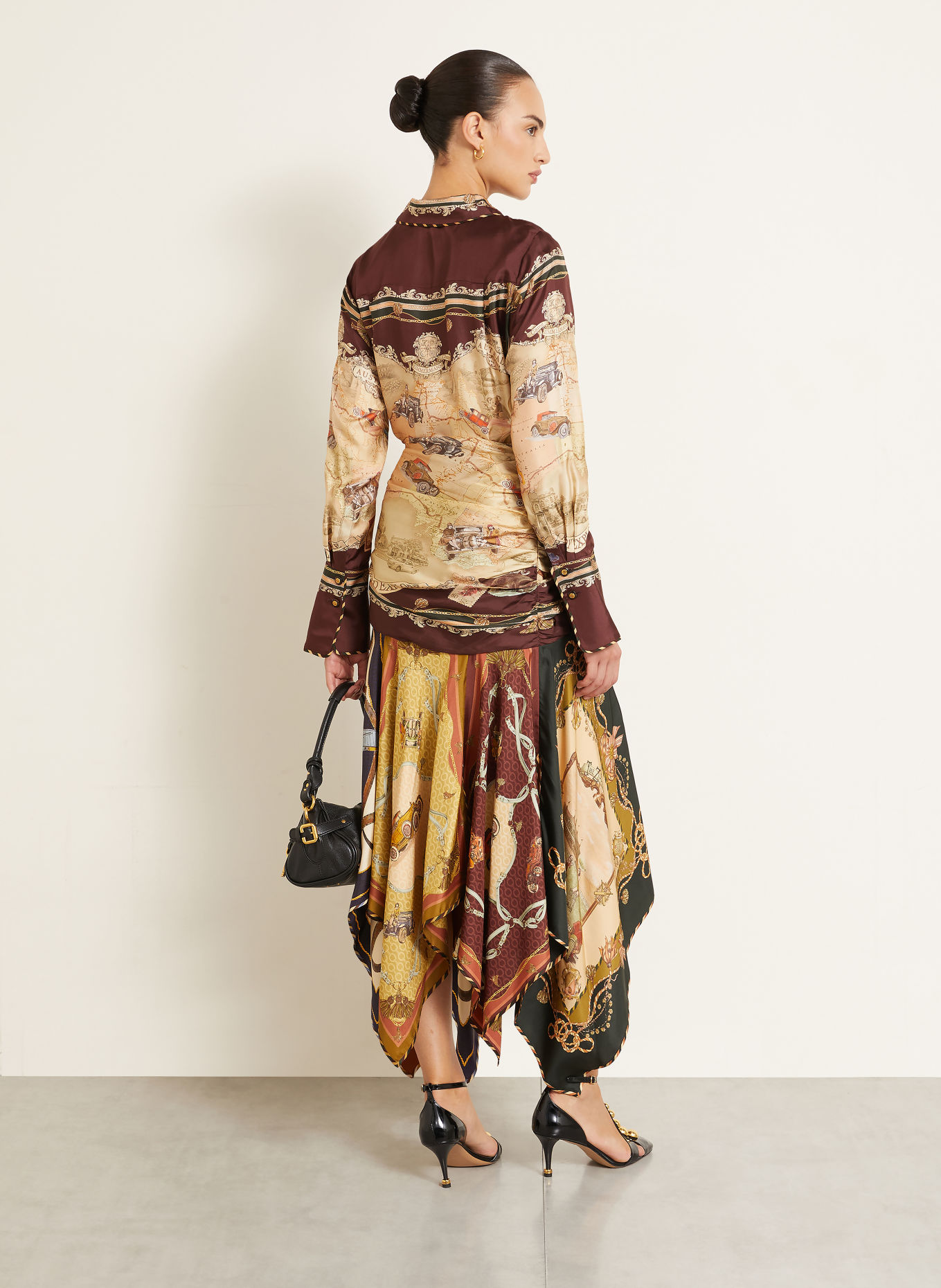 ZIMMERMANN VALIANT-overhemdblouse van zijde: DONKERROOD / ROSÉ / BEIGE