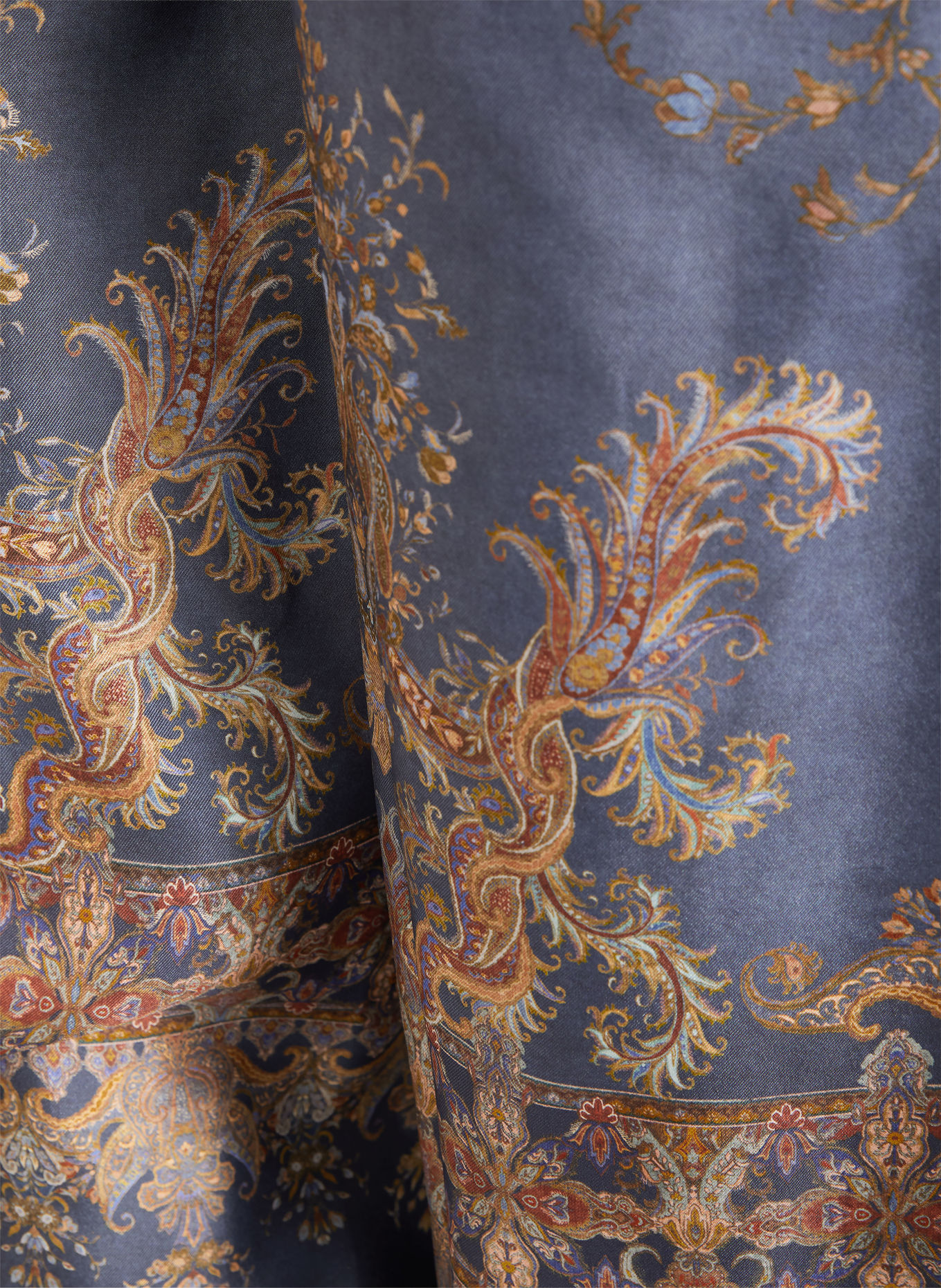 ZIMMERMANN VALIANT Silk Pants: BLUE / DARK ORANGE / DARK YELLOW