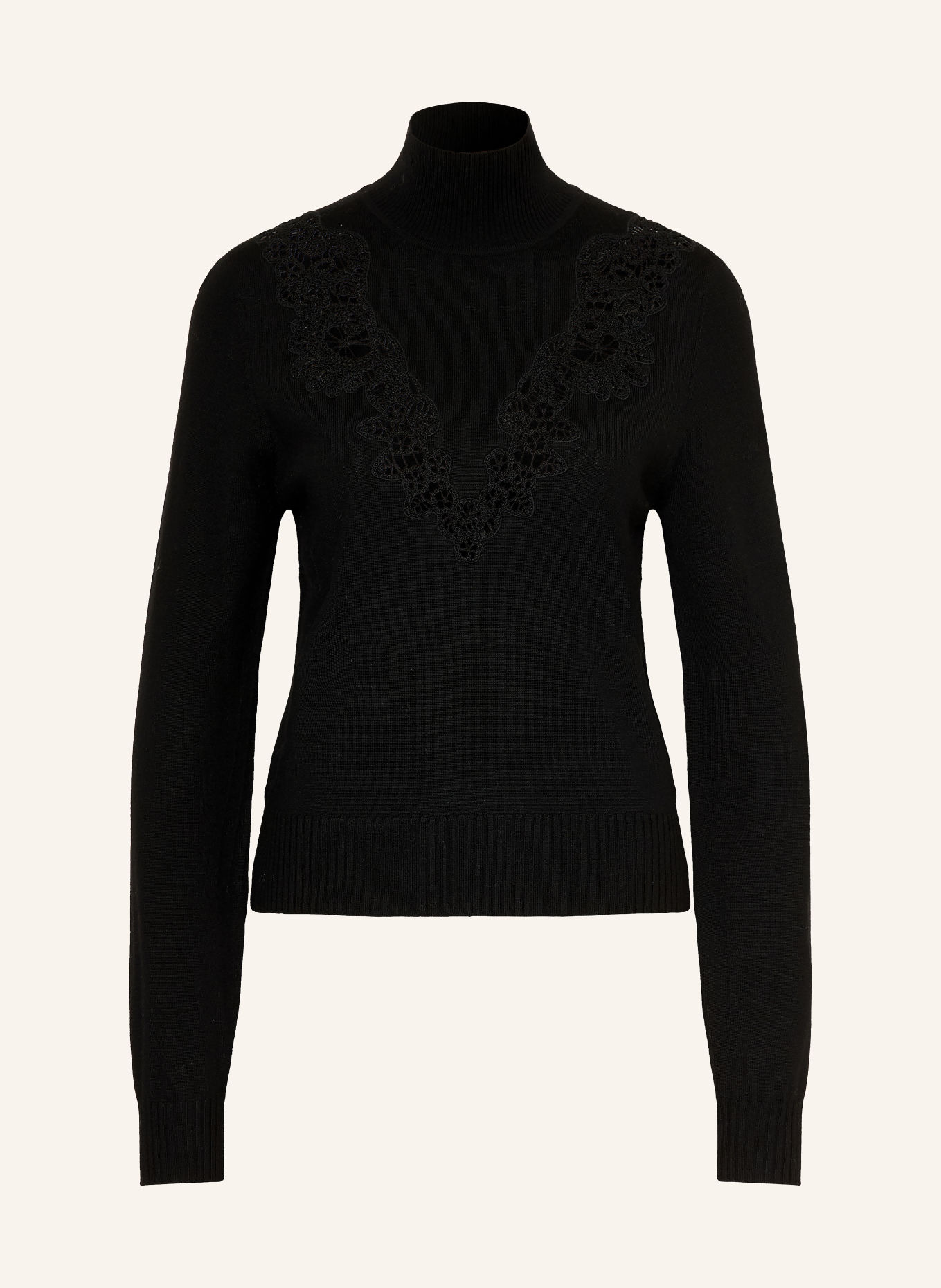 ZIMMERMANN VALIANT Sweater Made of Merino Wool with Lace: BLACK