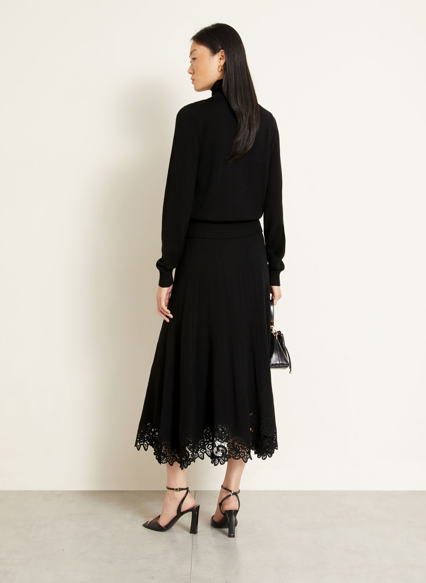 ZIMMERMANN VALIANT Sweater Made of Merino Wool with Lace: BLACK