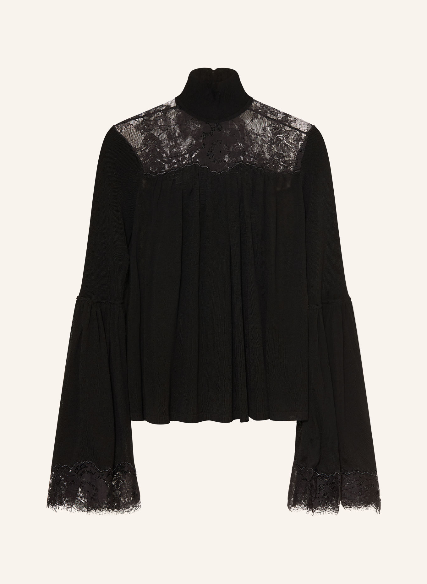 ZIMMERMANN Blusenshirt VALIANT mit Spitze: SCHWARZ