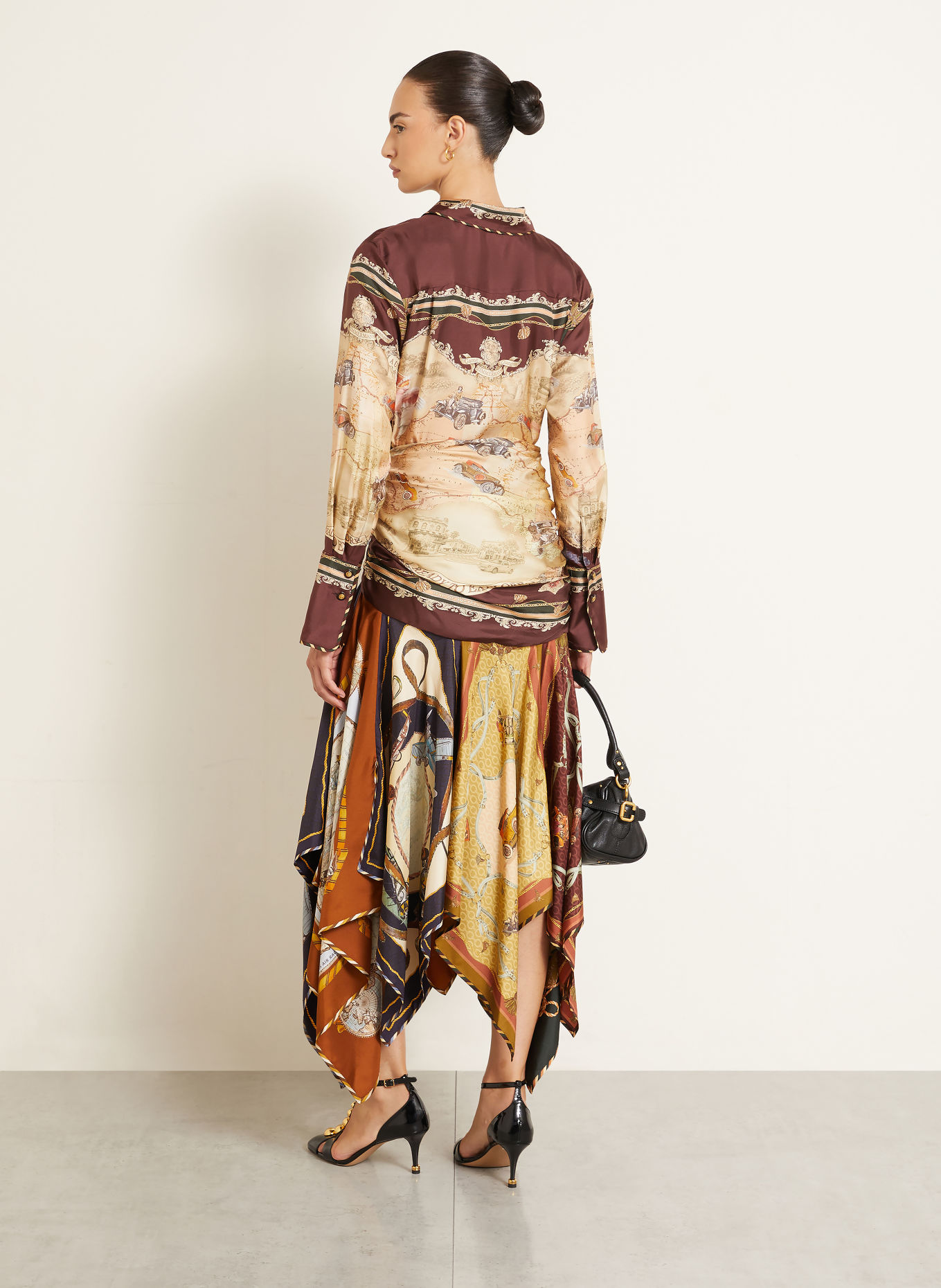 ZIMMERMANN ASCENT Skirt with Linen and Silk: CREAM / BEIGE / LIGHT PURPLE