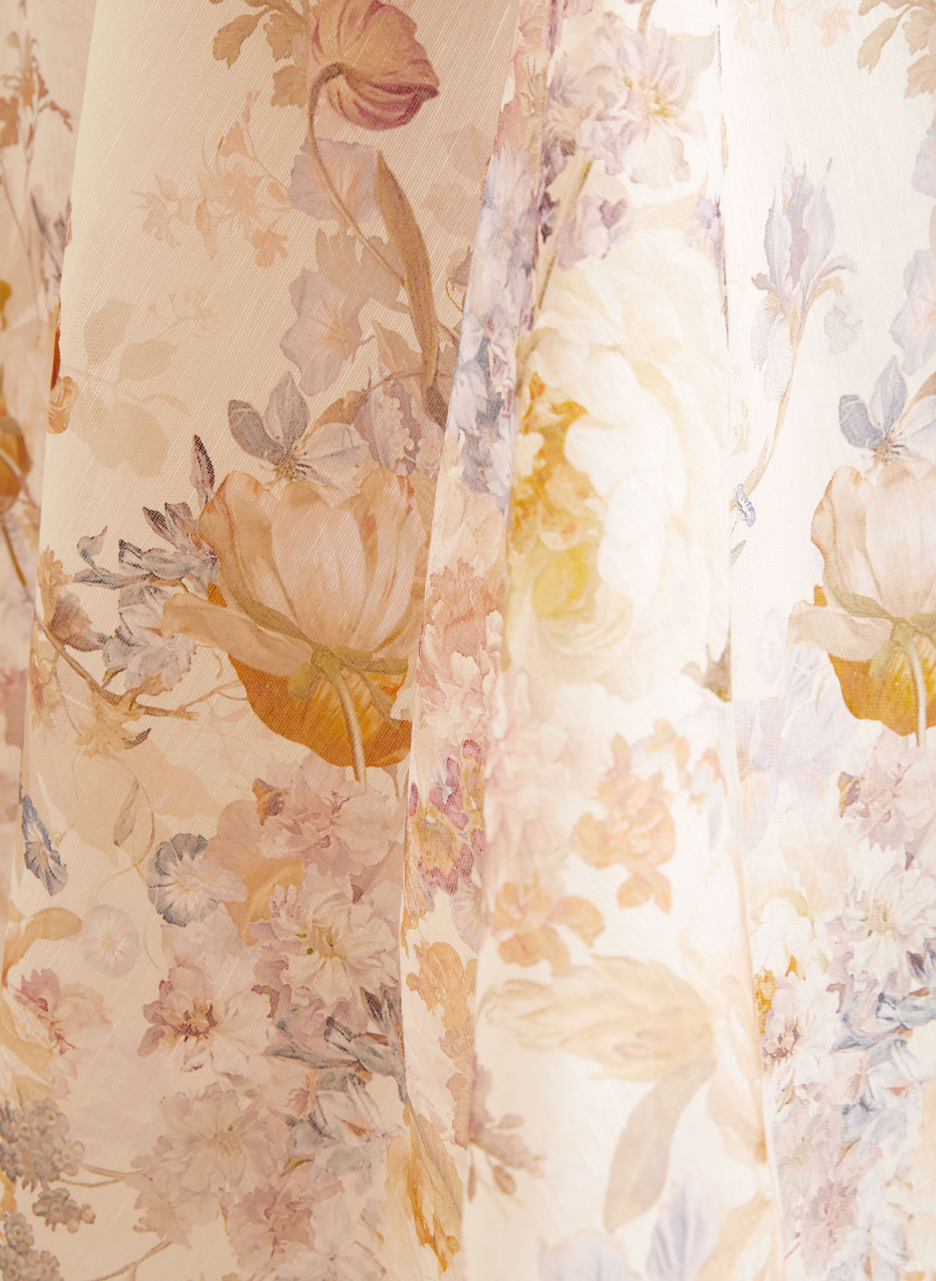 ZIMMERMANN ASCENT Skirt with Linen and Silk: CREAM / BEIGE / LIGHT PURPLE