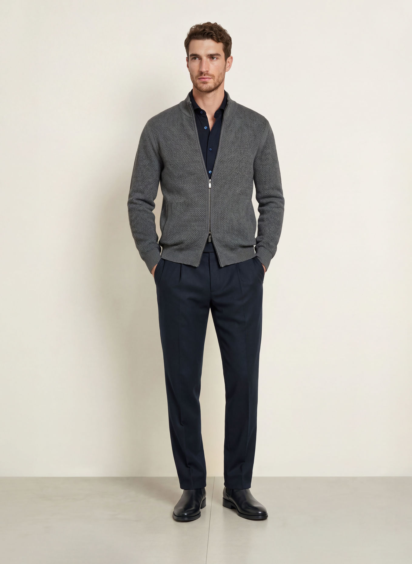 MAURIZIO  BALDASSARI Vest met merinowol: DONKERBLAUW / BLAUWGRIJS