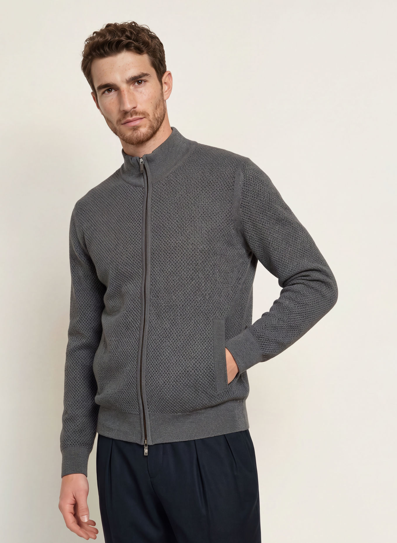 MAURIZIO  BALDASSARI Vest met merinowol: DONKERBLAUW / BLAUWGRIJS
