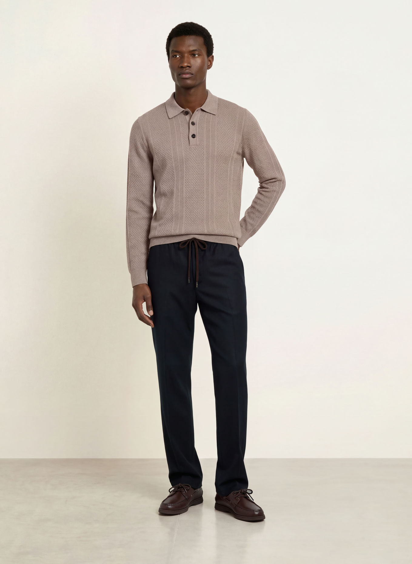 MAURIZIO  BALDASSARI Gebreid poloshirt: TAUPE