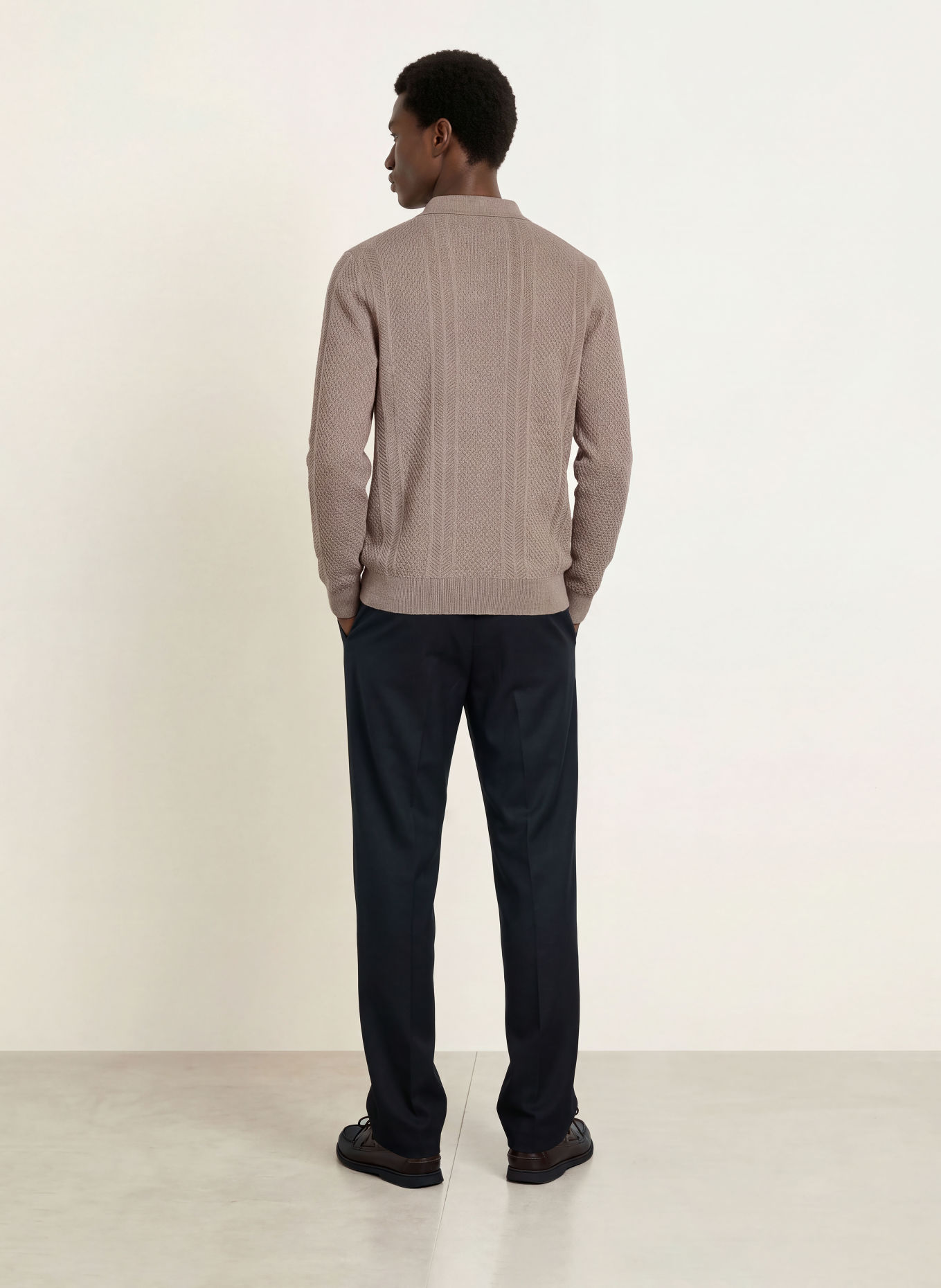 MAURIZIO  BALDASSARI Gebreid poloshirt: TAUPE