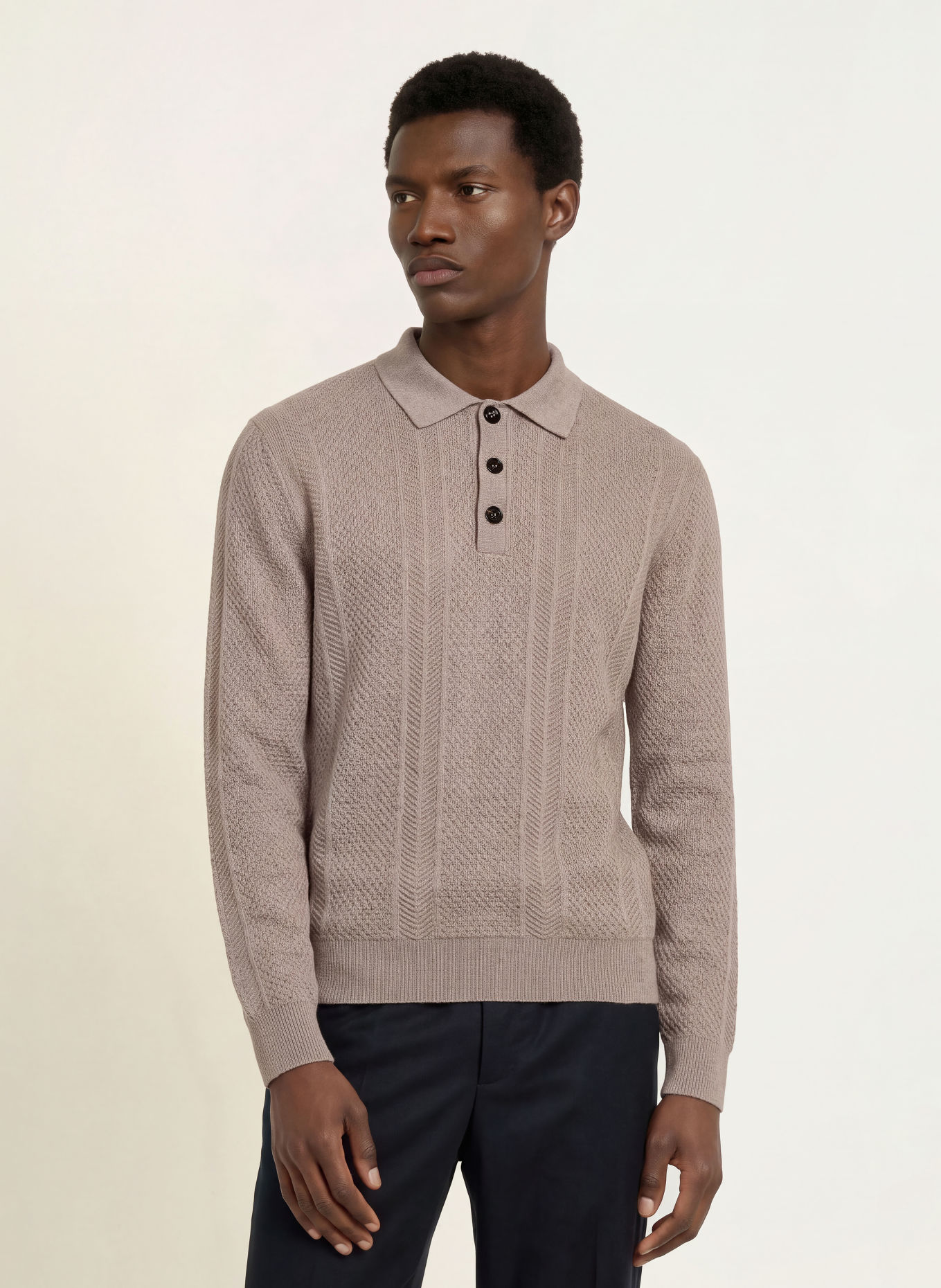 MAURIZIO  BALDASSARI Gebreid poloshirt: TAUPE