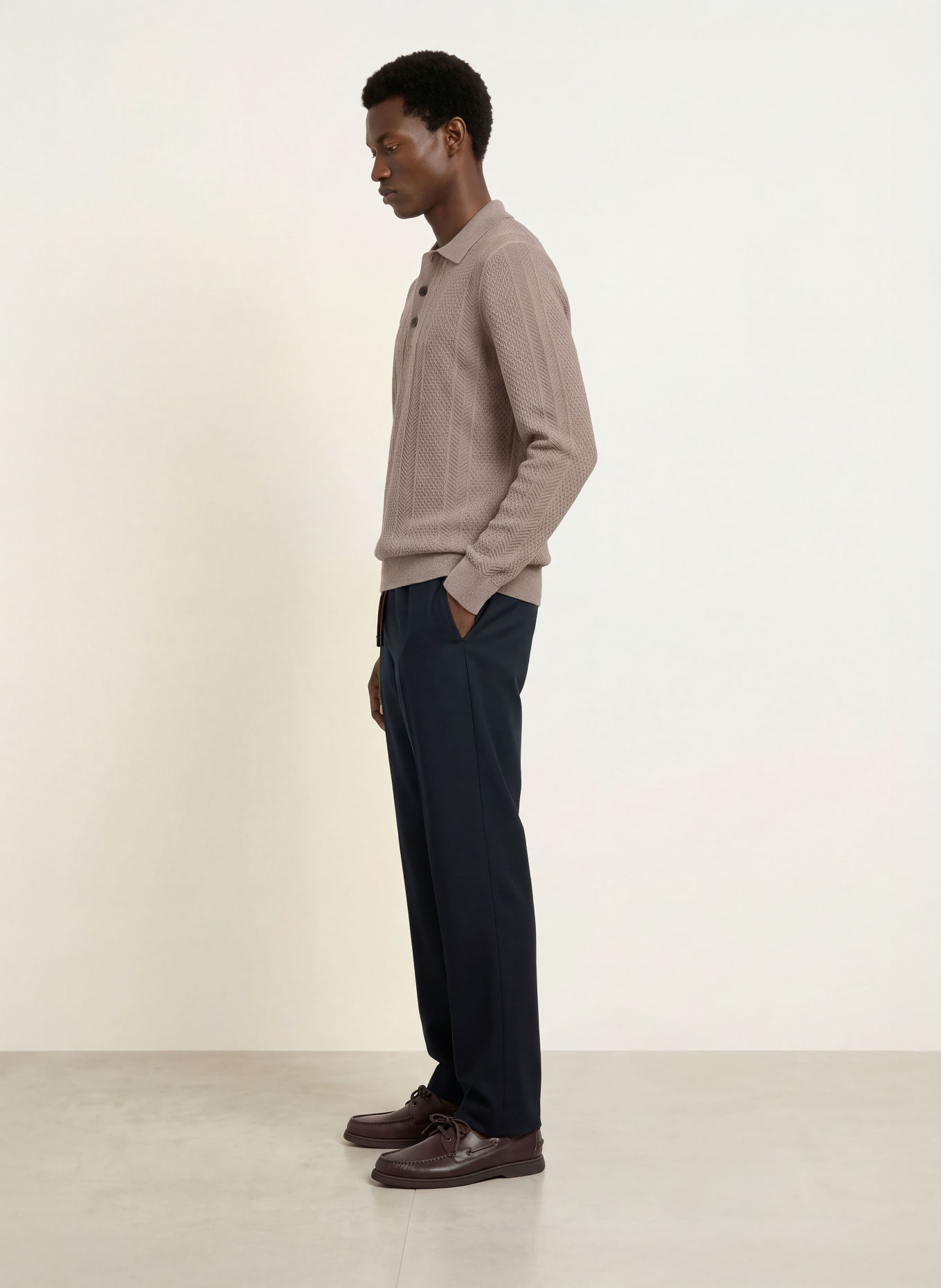 MAURIZIO  BALDASSARI Gebreid poloshirt: TAUPE