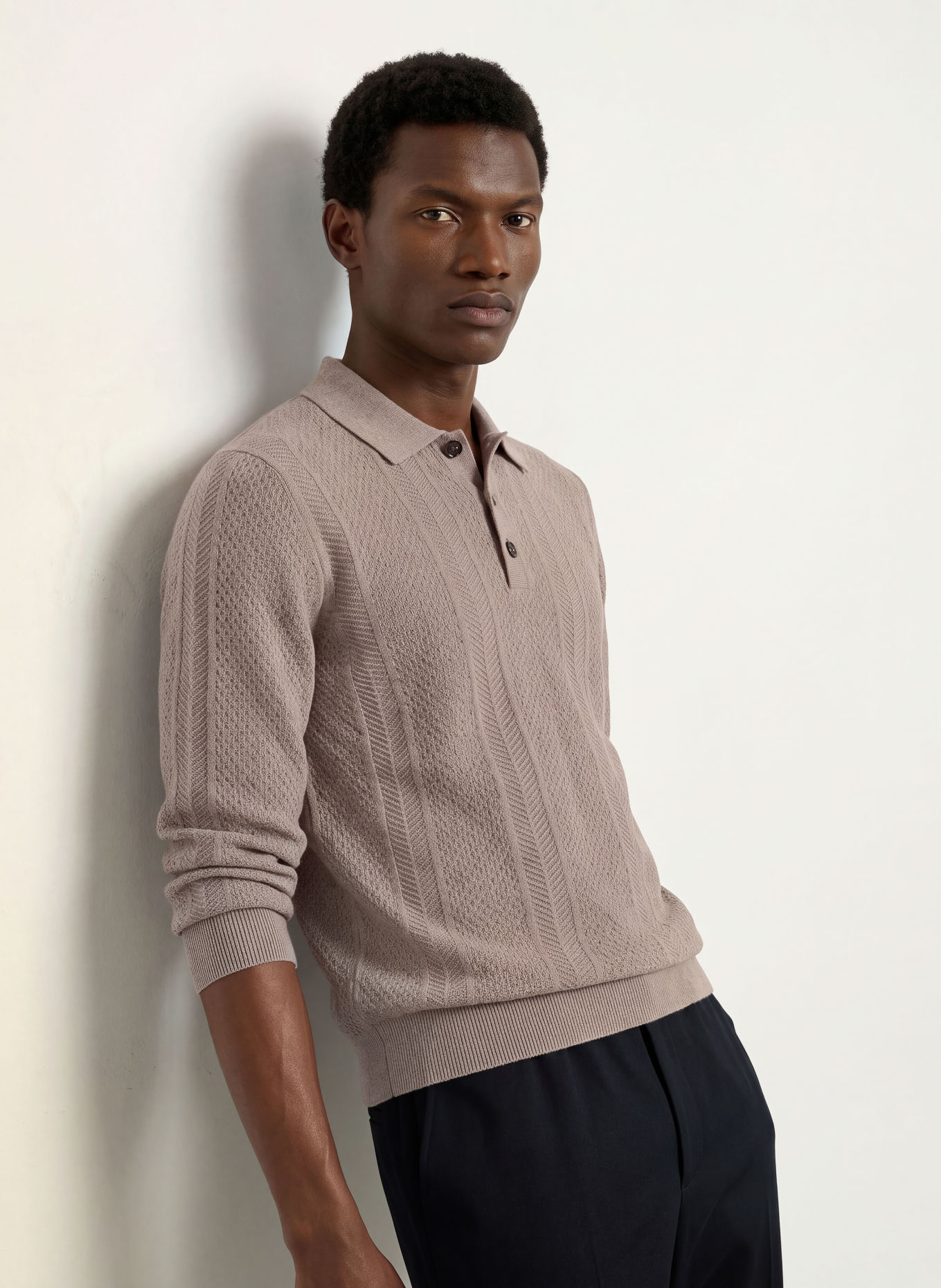 MAURIZIO  BALDASSARI Gebreid poloshirt: TAUPE