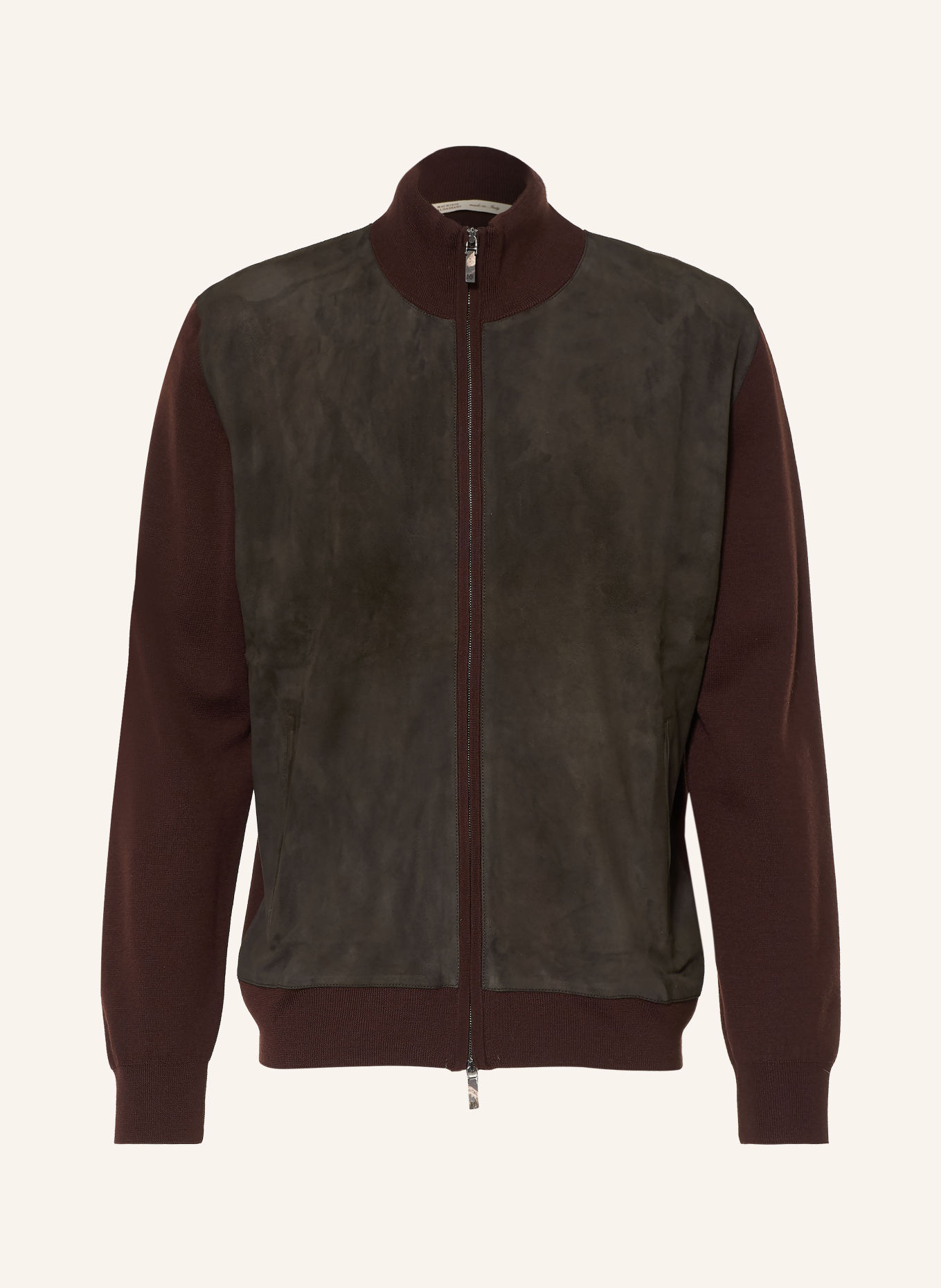 MAURIZIO BALDASSARI Leren blouson van verschillende materialen: MARRON FONCÉ / BRUIN