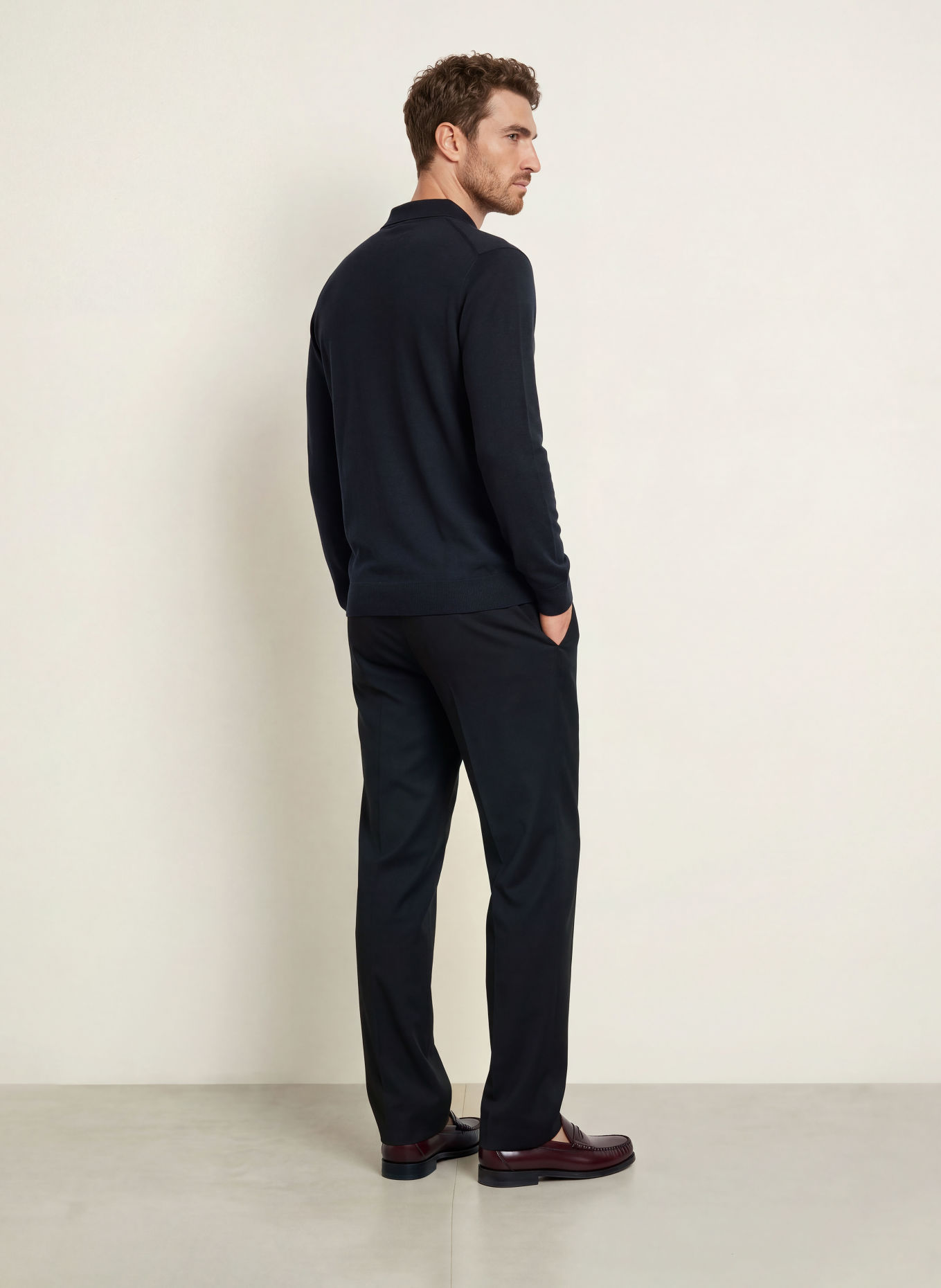 MAURIZIO  BALDASSARI Gebreid poloshirt: DONKERBLAUW