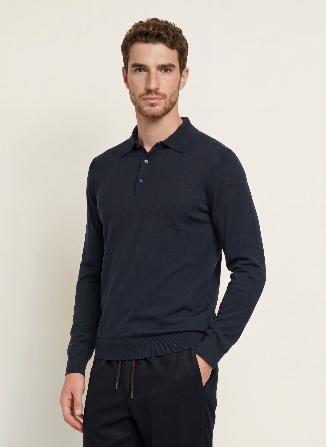 MAURIZIO  BALDASSARI Gebreid poloshirt: DONKERBLAUW