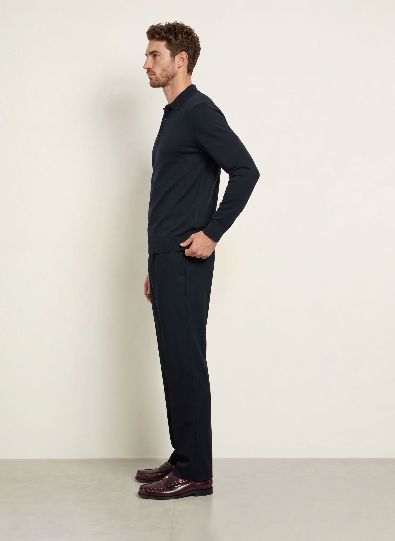 MAURIZIO  BALDASSARI Gebreid poloshirt: DONKERBLAUW