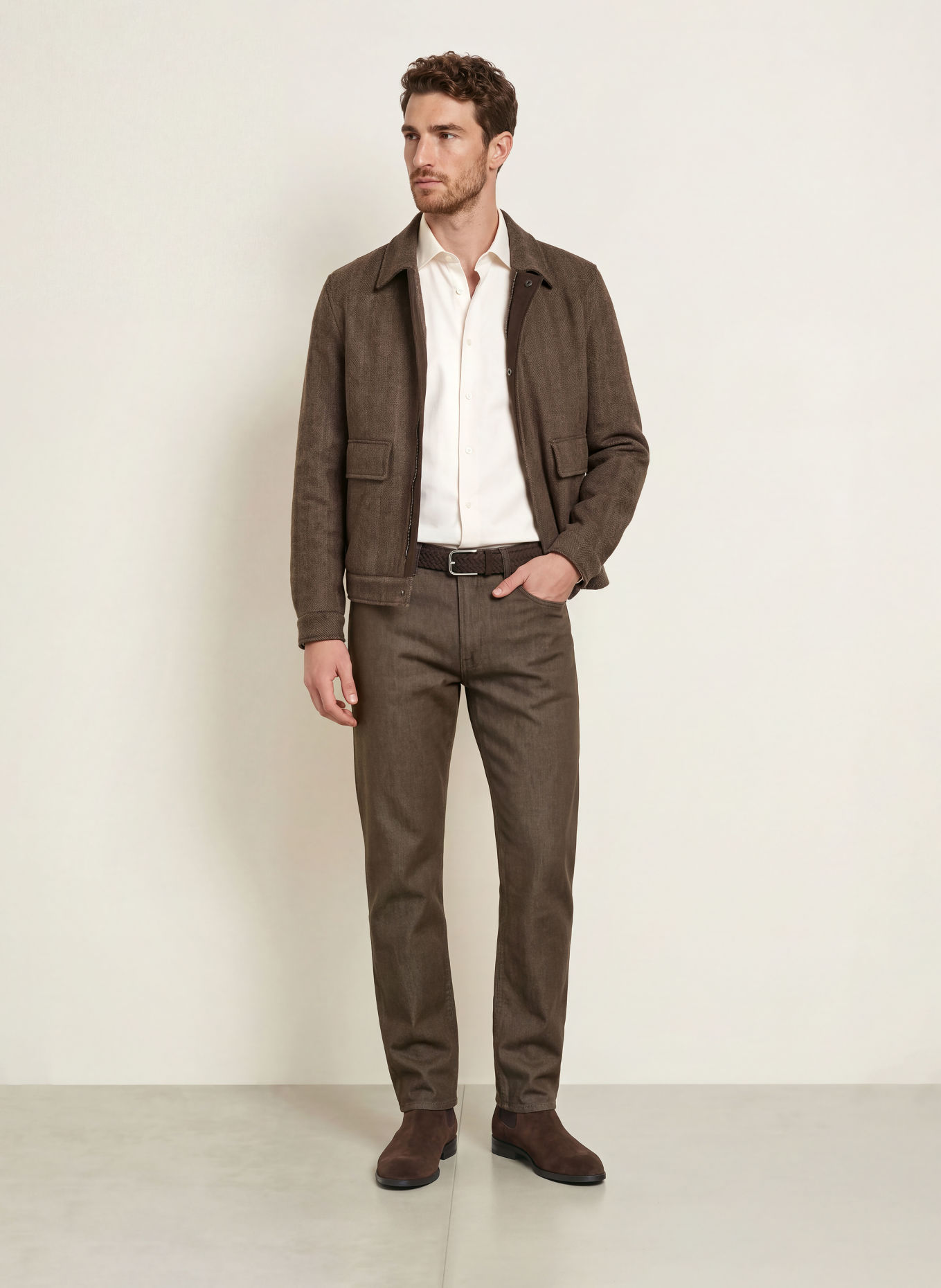 MAURIZIO BALDASSARI Blouson: TAUPE / MARRON FONCÉ