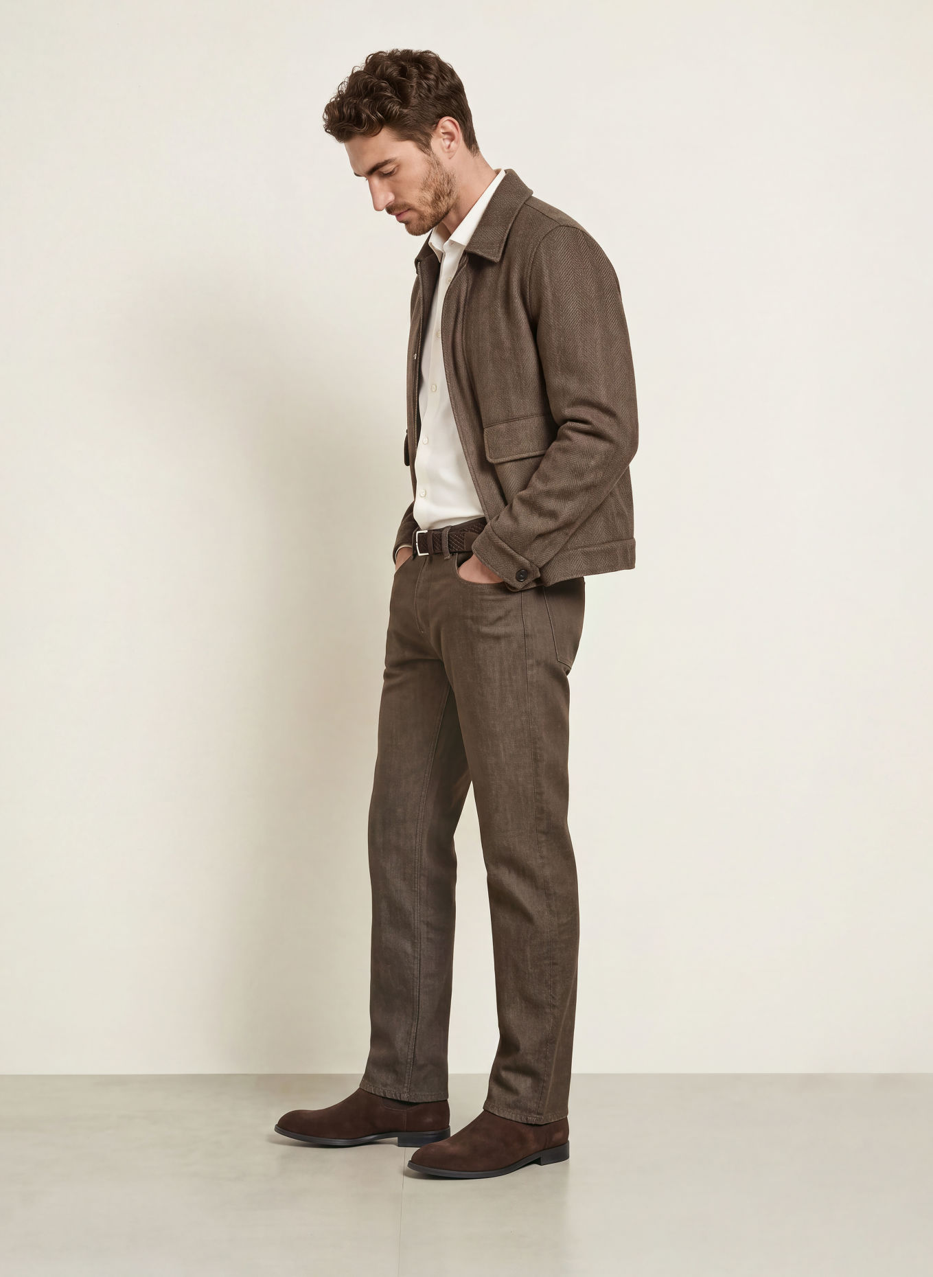 MAURIZIO BALDASSARI Blouson: TAUPE / MARRON FONCÉ