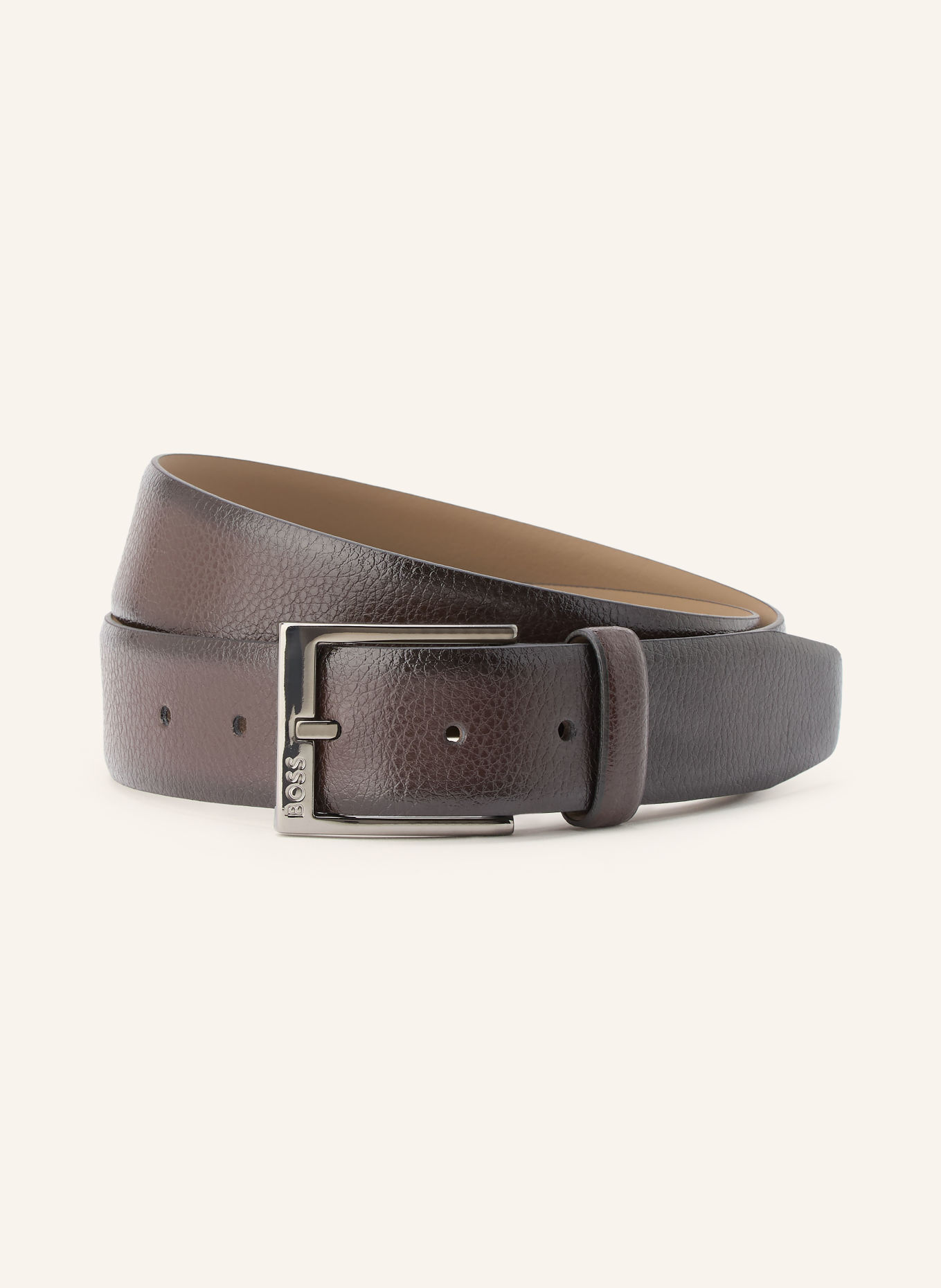 BOSS Ceinture en cuir ELLOY: MARRON FONCÉ