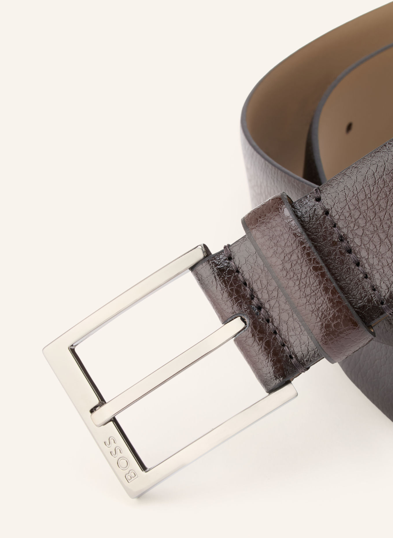 BOSS Ceinture en cuir ELLOY: MARRON FONCÉ