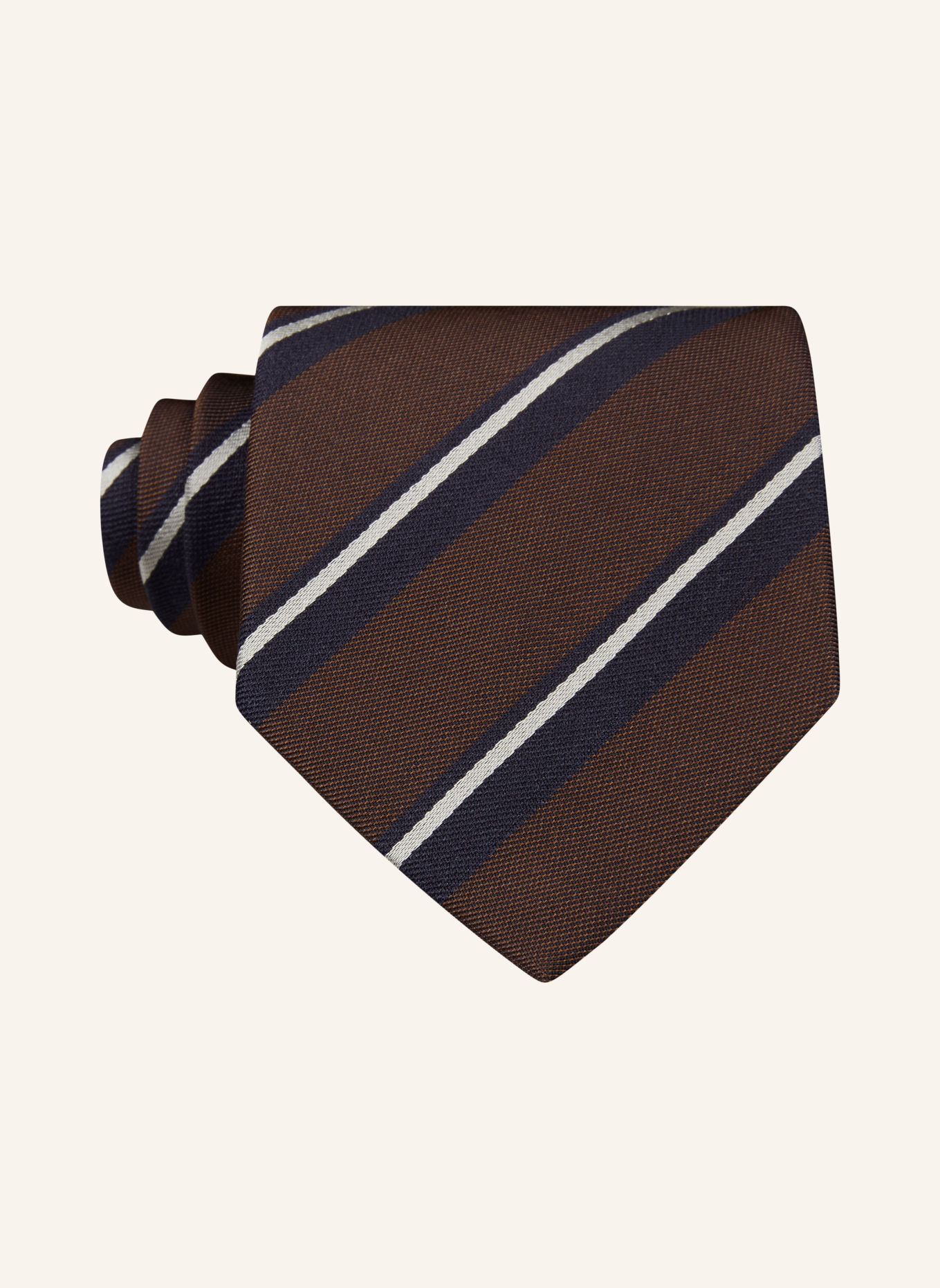 Blick Stropdas ALBERT: MARRON FONCÉ / CRÈME / DONKERBLAUW