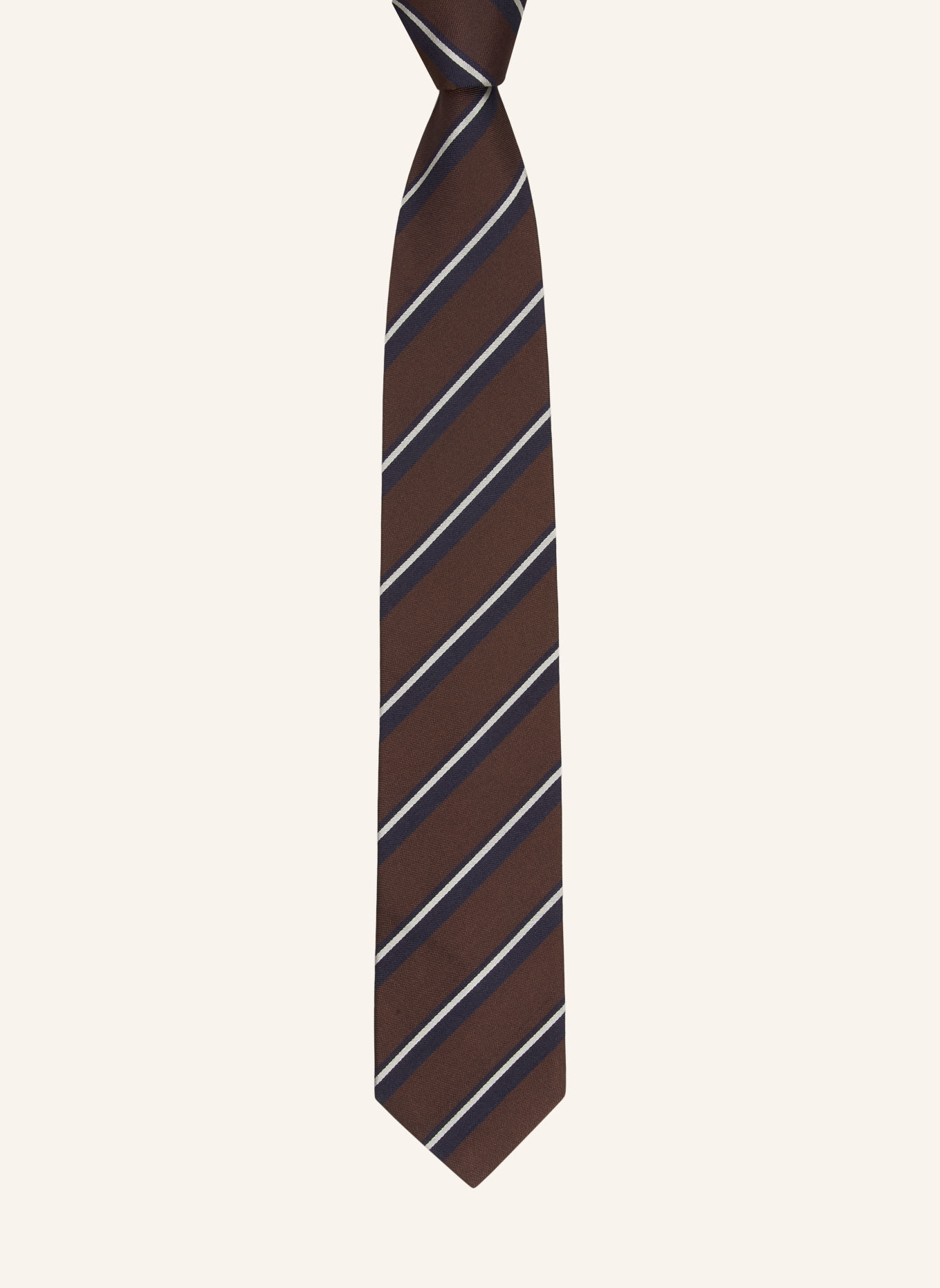 Blick Stropdas ALBERT: MARRON FONCÉ / CRÈME / DONKERBLAUW