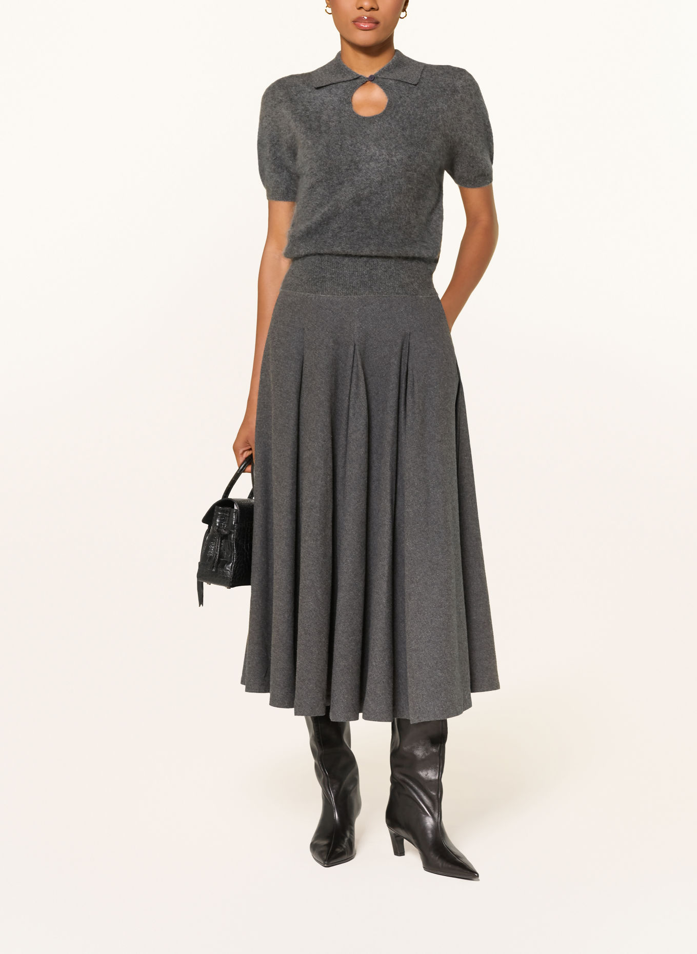 BY MALENE BIRGER Strick-Poloshirt TALALLIA aus Cashmere: GRAU