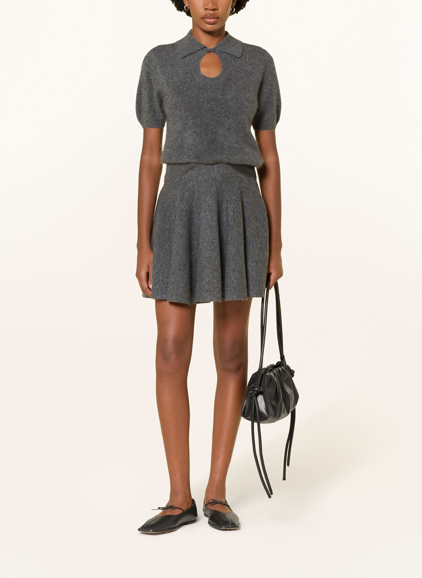 BY MALENE BIRGER TALALLIA Knit Cashmere Polo Shirt: GRAY