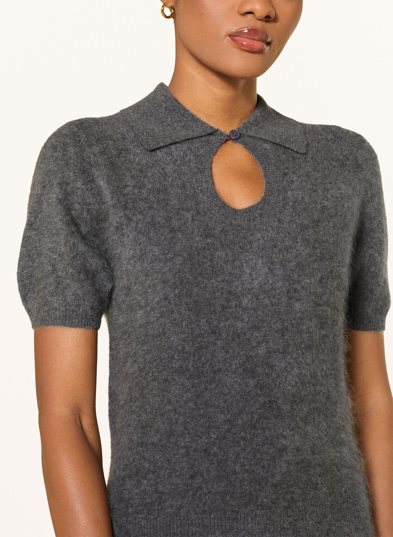 BY MALENE BIRGER Strick-Poloshirt TALALLIA aus Cashmere: GRAU